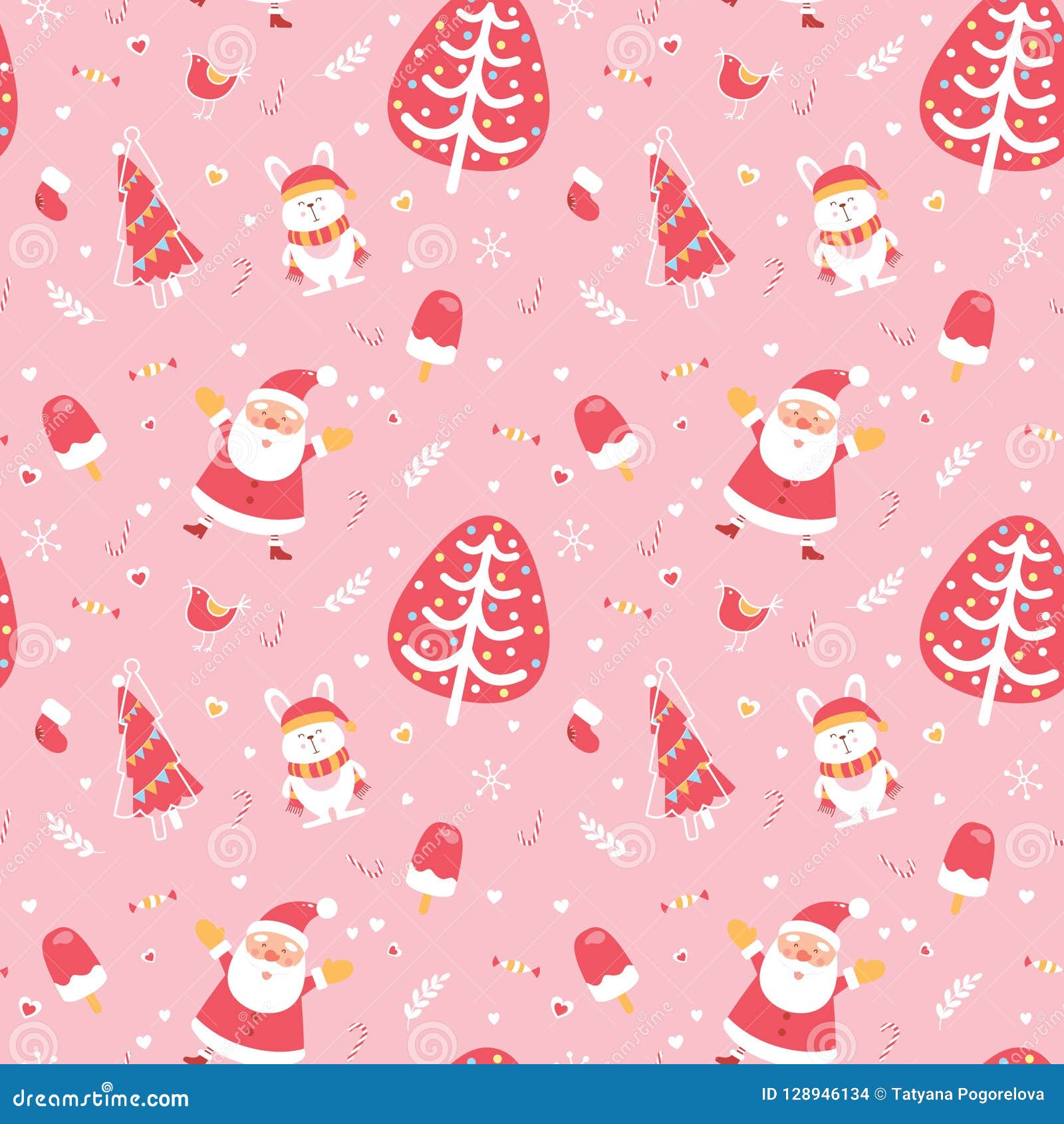Cute Merry Christmas and Happy New Year Seamless Pattern. Excellent ...