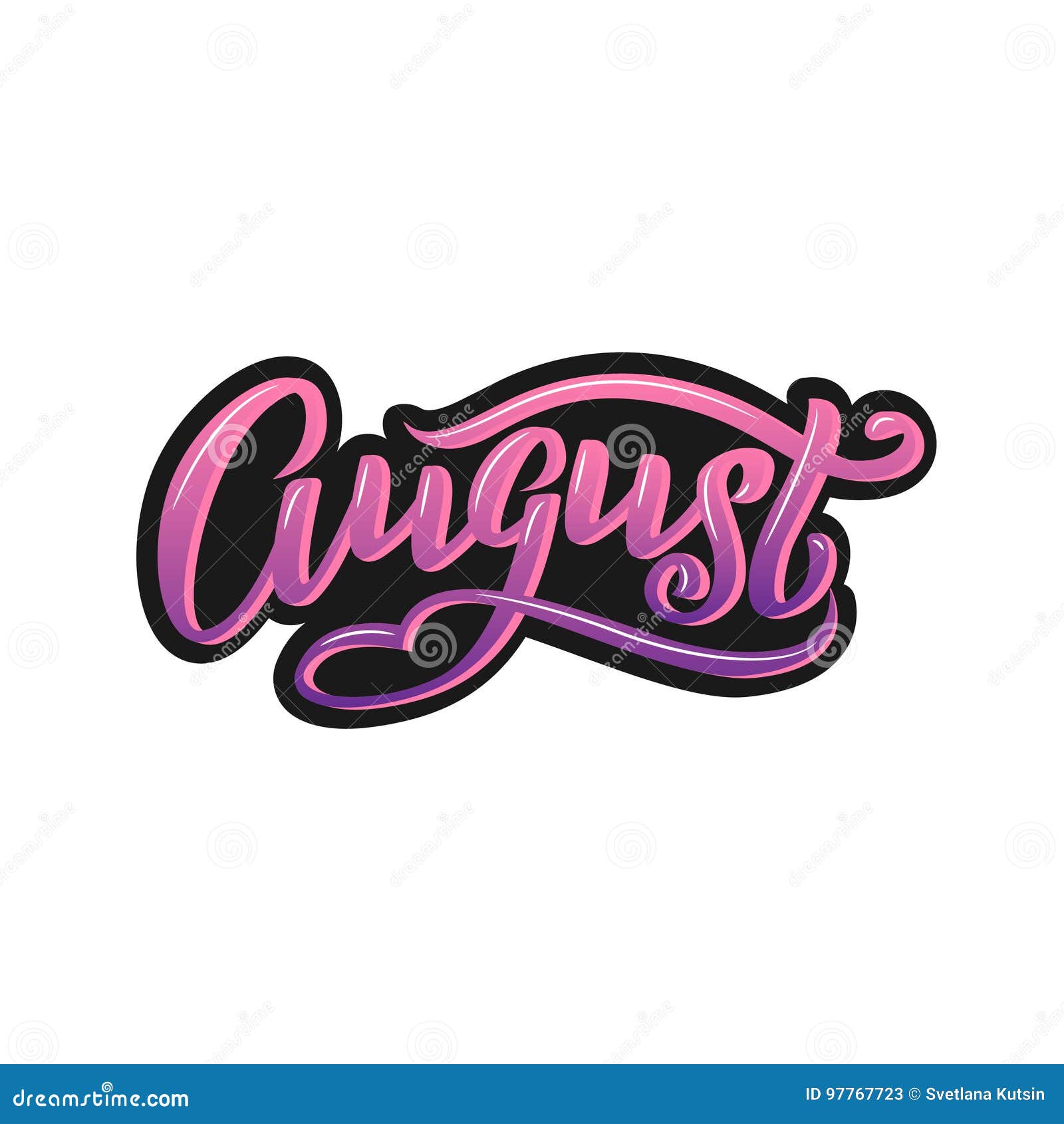 Cute minimalistic name of month - august. Hand written summer lettering on isolated background. Vector