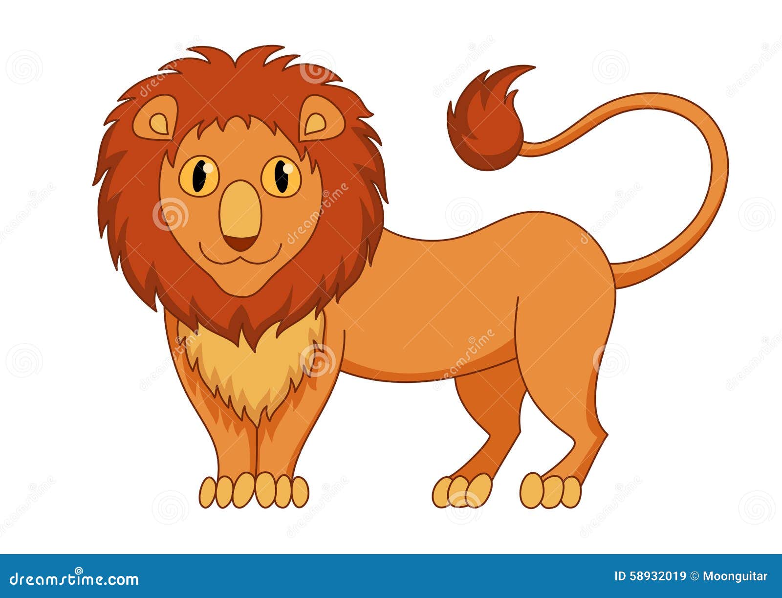 Cute Modest Cartoon Lion with Fluffy Mane and Kind Stock Vector ...