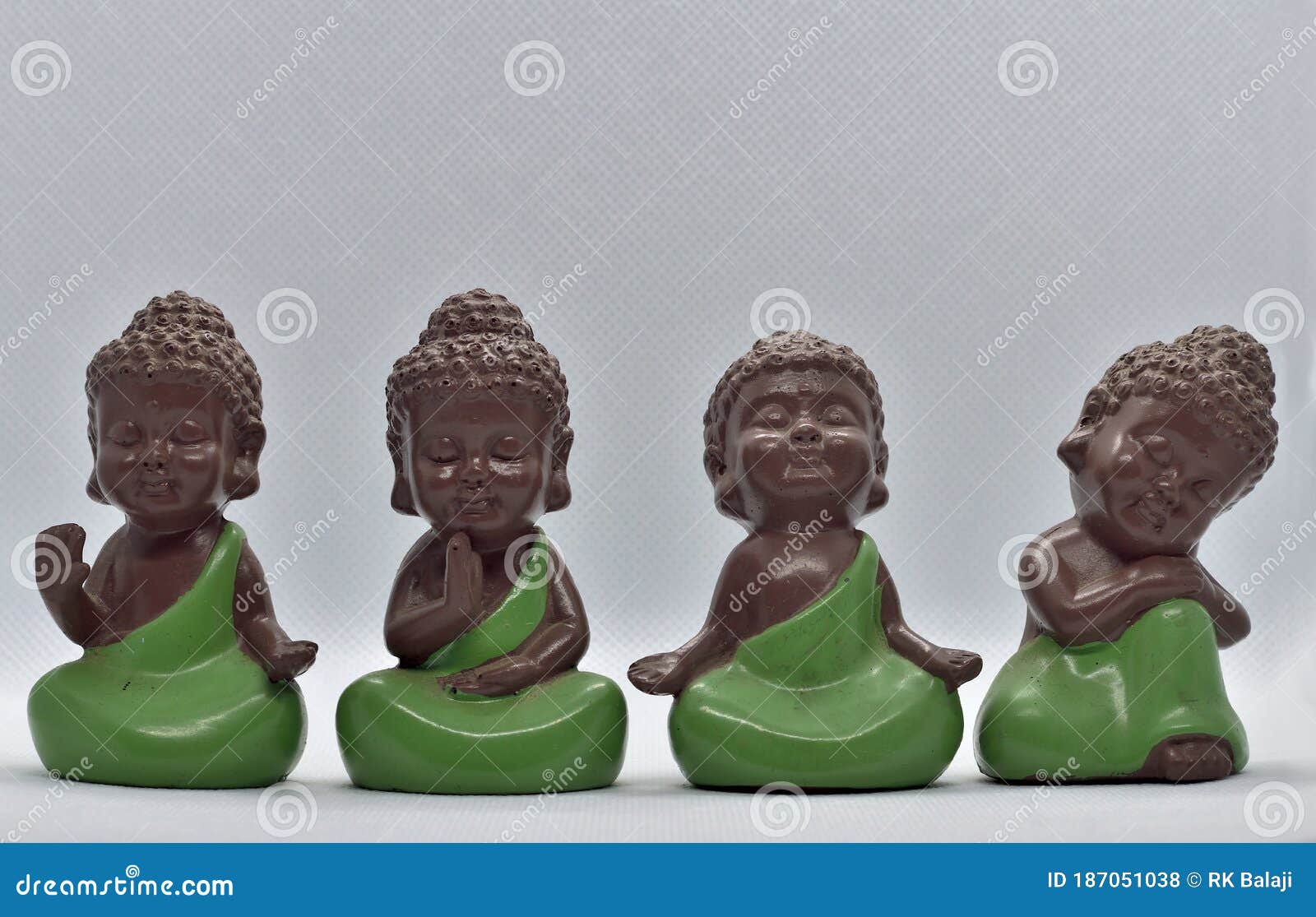 Four Chinese Traditional Little Monk Figure Stock Photo - Image of east ...