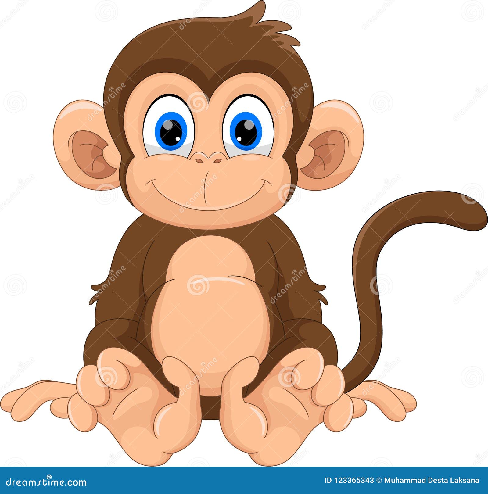 Cute Monkey Cartoon. Funny and Adorable Stock Illustration - Illustration  of funny, cheerful: 123365343