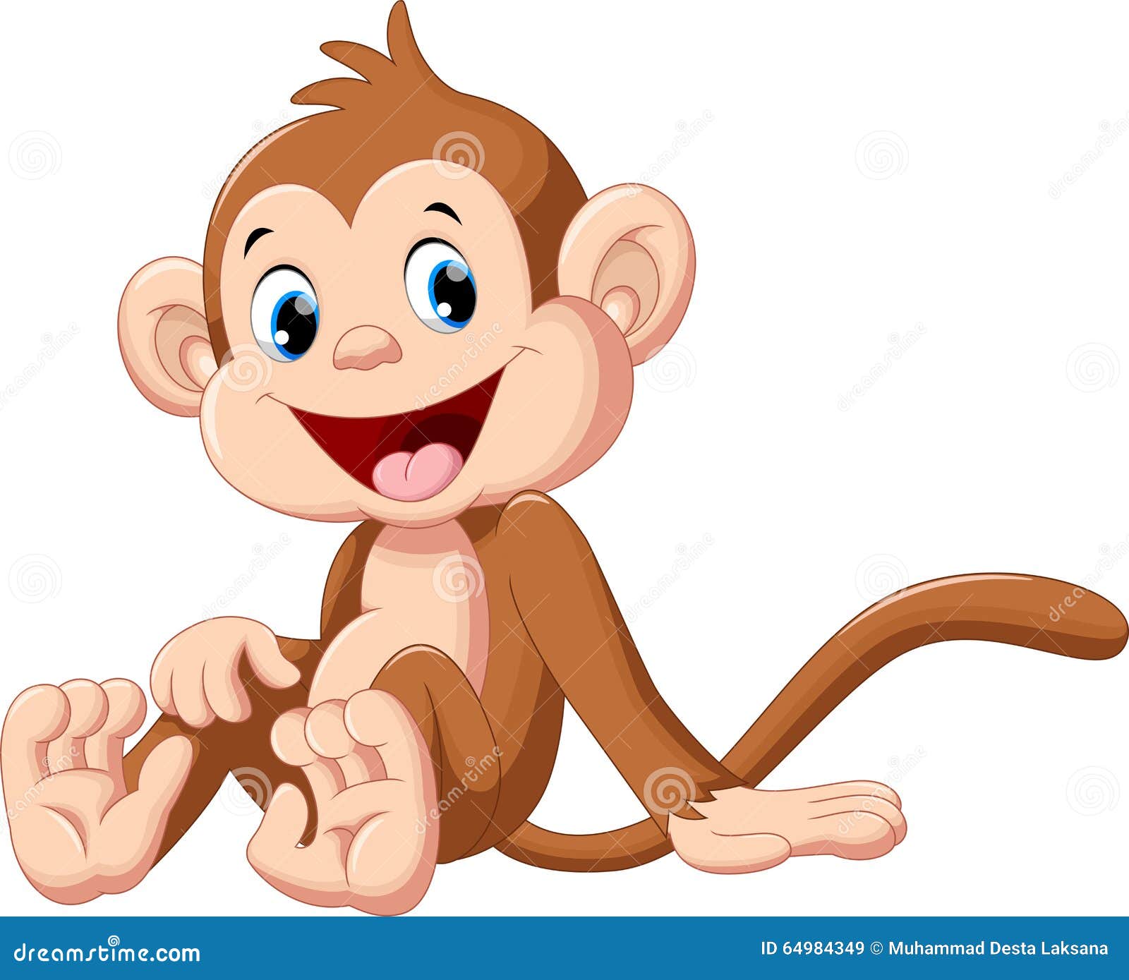 Cute Monkey Cartoon Sitting Stock Illustration - Illustration of ...