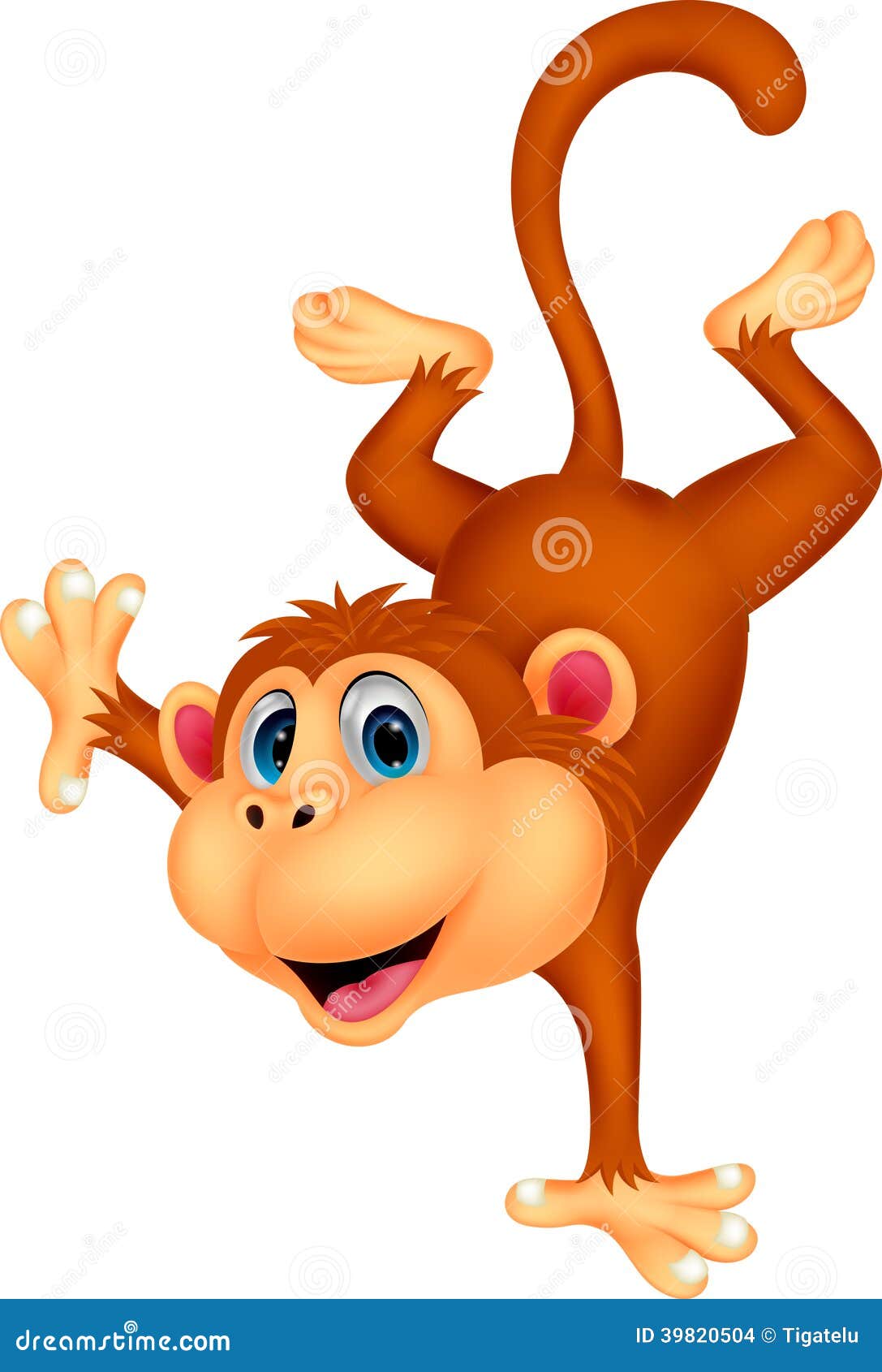 Cute Monkey Blinking Cartoon. Vector Drawing Icon Of Cute Monkey