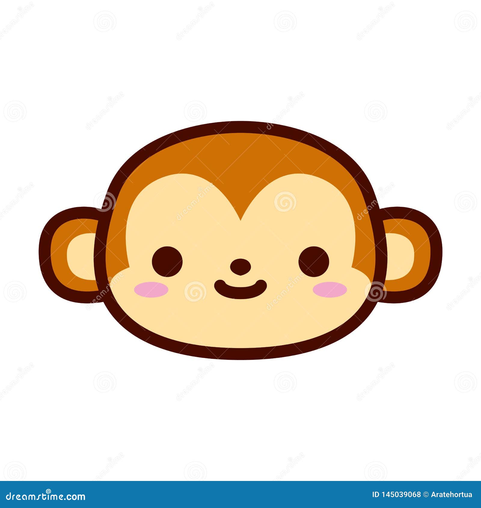 Cute Monkey Face Isolated on White Background Stock Vector - Illustration  of head, children: 145039068