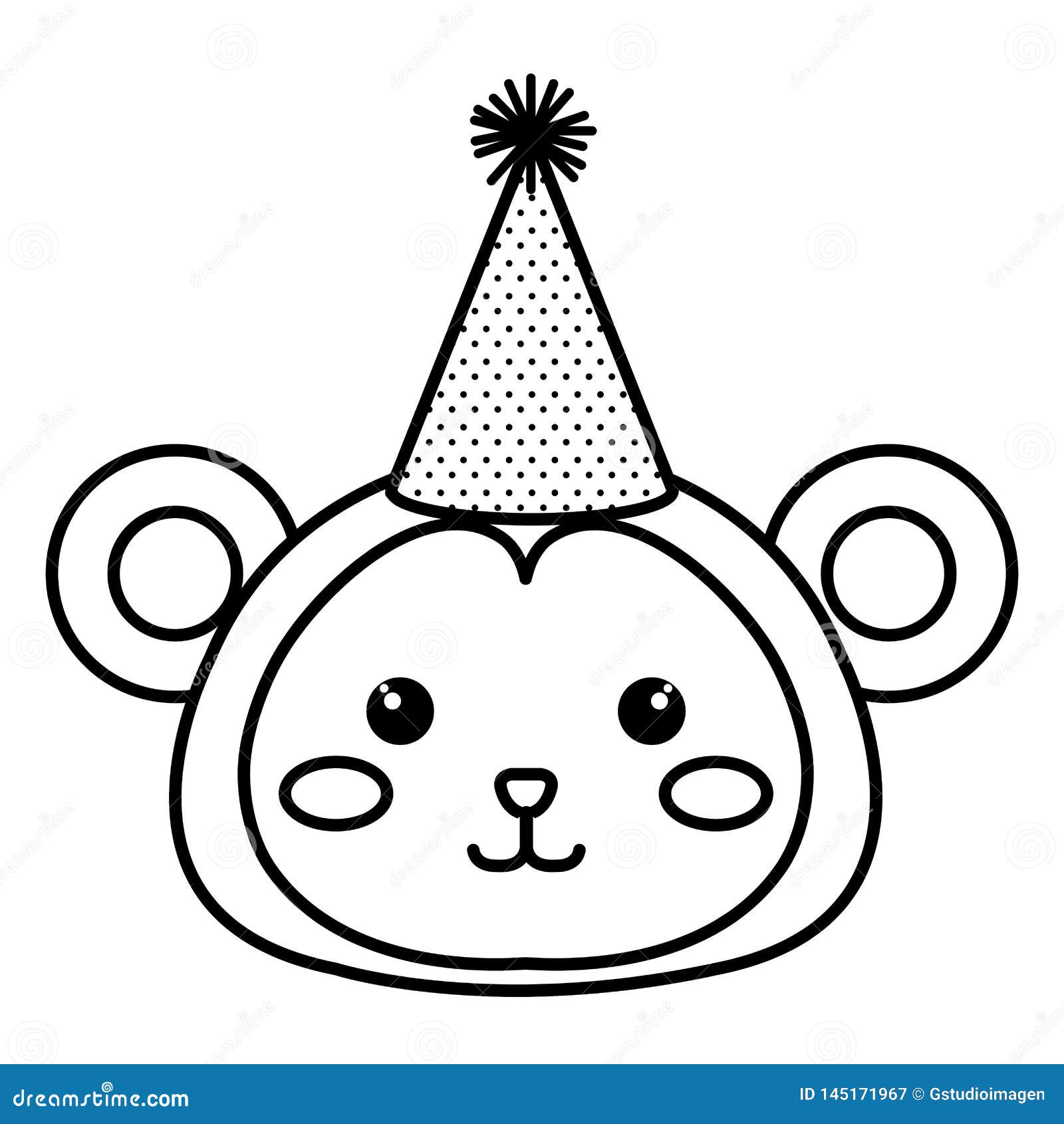 Download Cute Monkey With Hat Party Kawaii Character Stock Vector ...