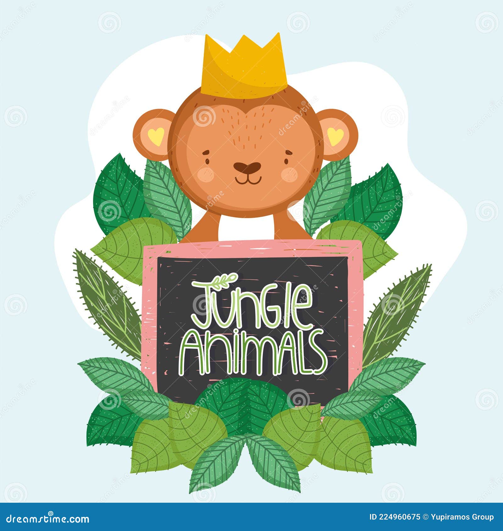 Monkey In Jungle Cartoon Forest Illustration Ape Hanging Tree
