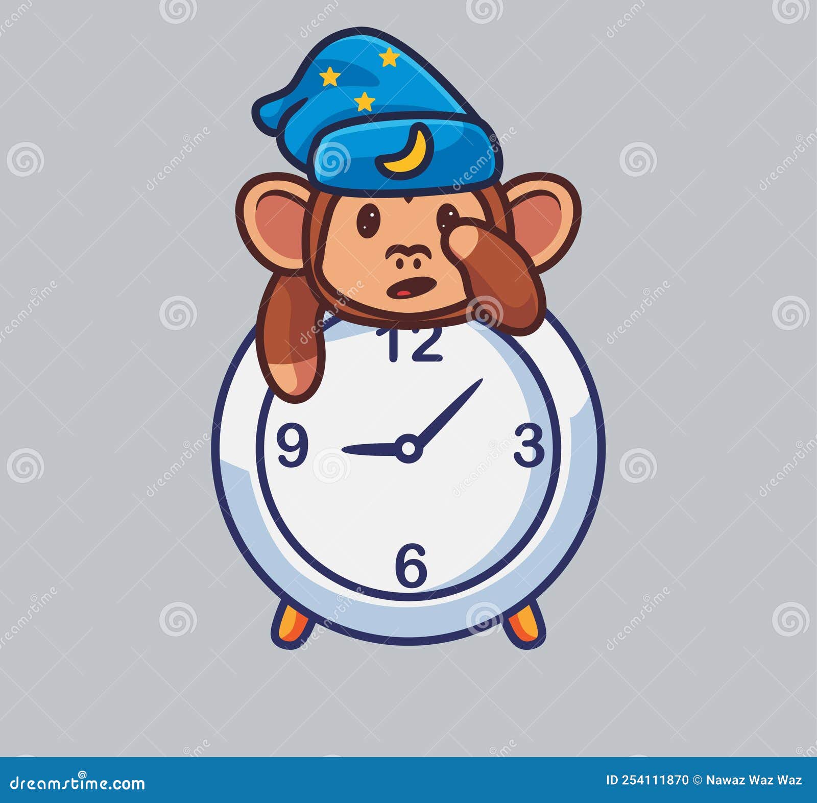 Cute Monkey Wake Up Clock Alarm. Isolated Cartoon Animal Nature  Illustration. Flat Style Suitable for Sticker Icon Design Premium Stock  Vector - Illustration of watch, adorable: 254111870