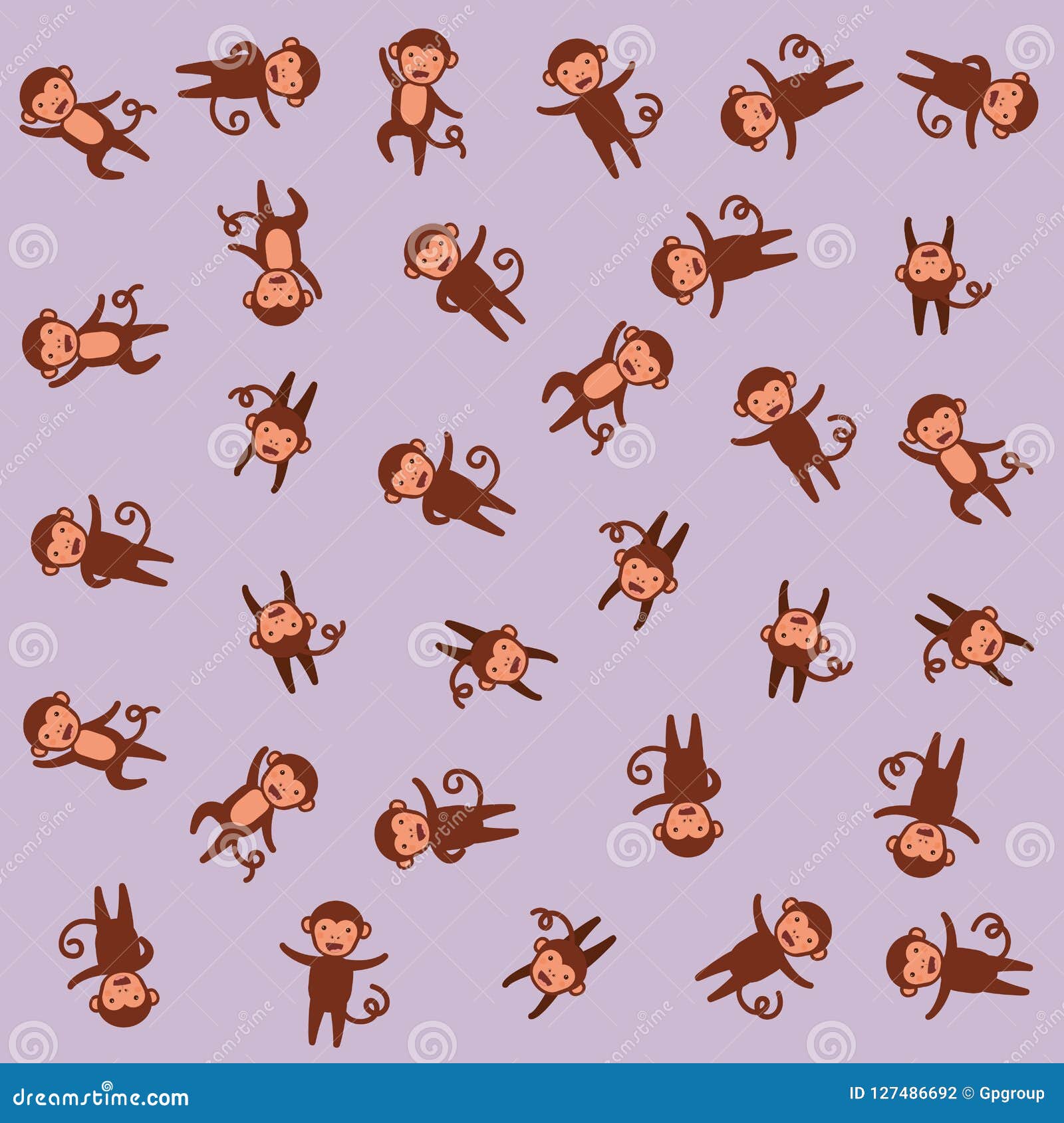 Cute Monkeys Pattern Background Stock Vector - Illustration of exotic ...