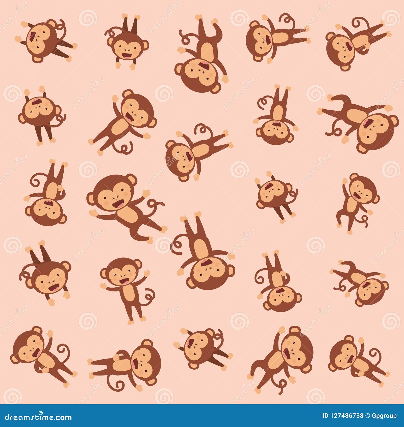 Cute Monkeys Pattern Background Stock Vector - Illustration of ...