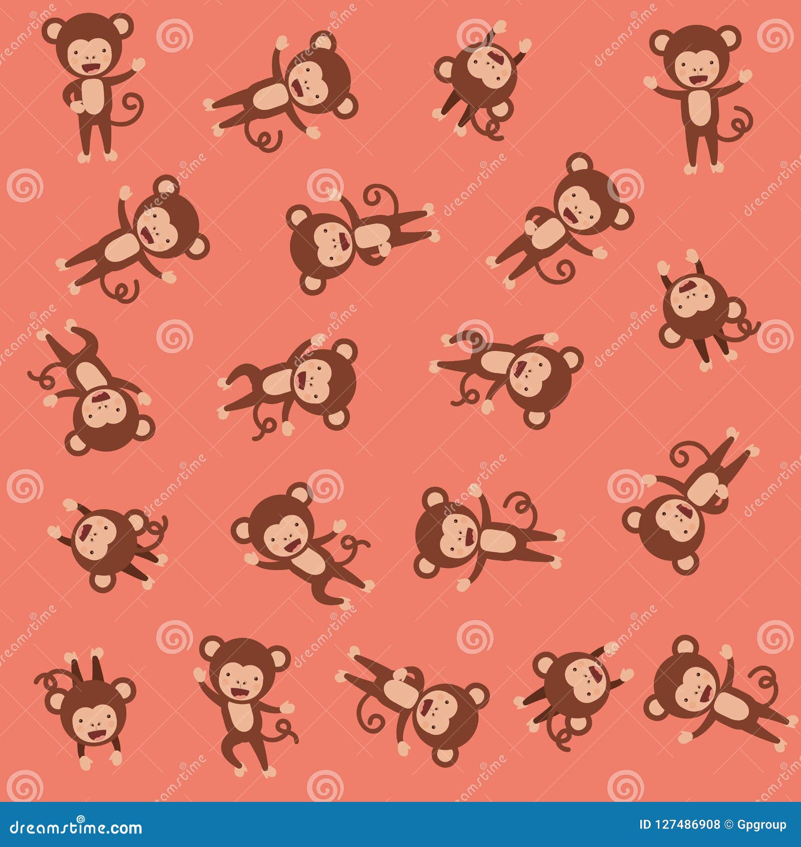 Cute Monkeys Pattern Background Stock Vector - Illustration of child ...