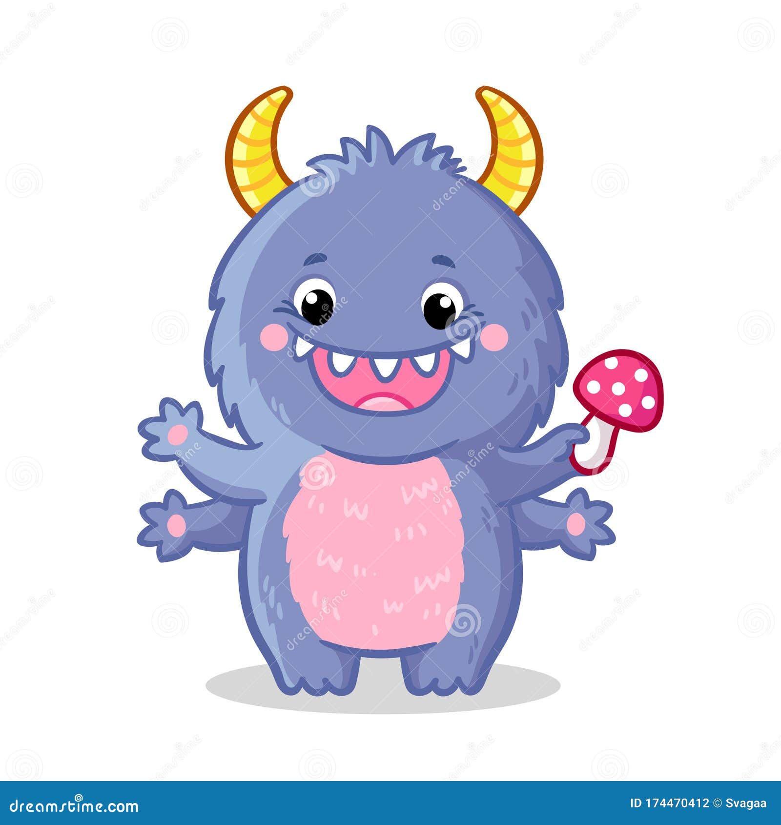 Cute Monster in Cartoon Style. Vector Illustration with a Mythical Beast Which Holds Stock Illustration - Illustration of character, clipart: 174470412 Cute Monster in Cartoon Style. Vector Illustration with a Mythical Beast Which Holds Stock Illustration - Illustration of character, clipart: 174470412
