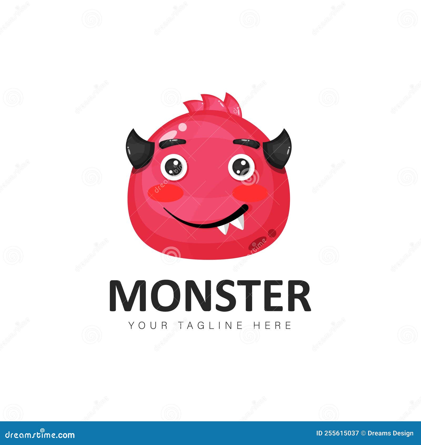 Cute Monster Head Logo Design Illustration Stock Vector Illustration