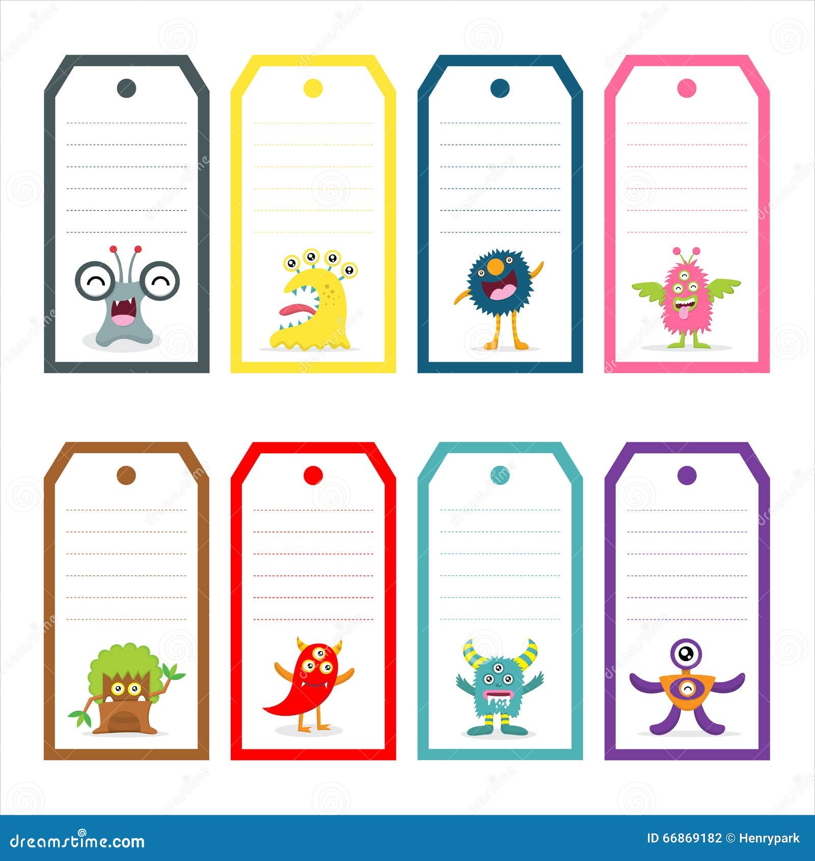 Download Cute Monster tag card stock vector. Illustration of costume - 66869182