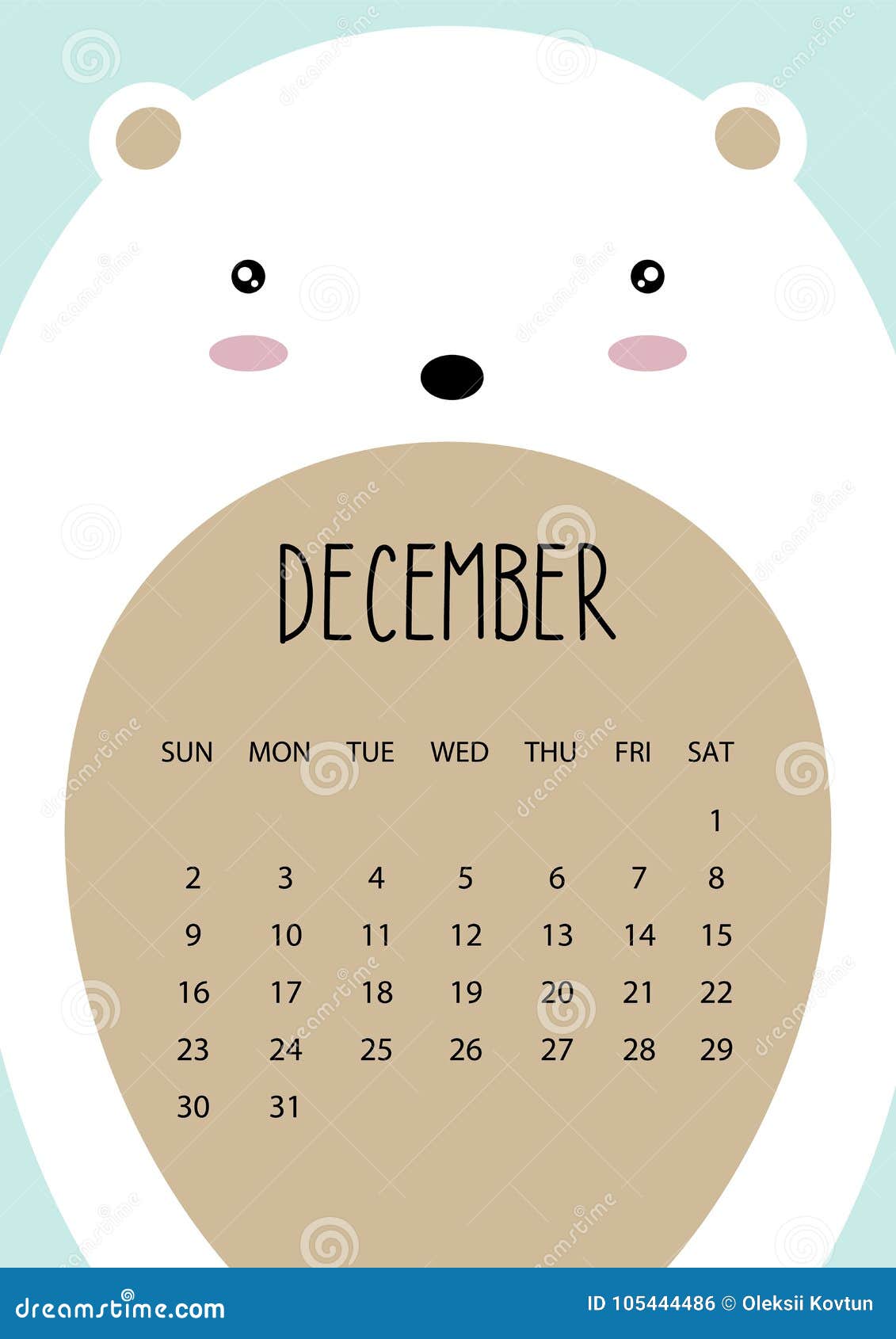 cute-month-calendar-design-for-2018-year-bear-december-a4-format