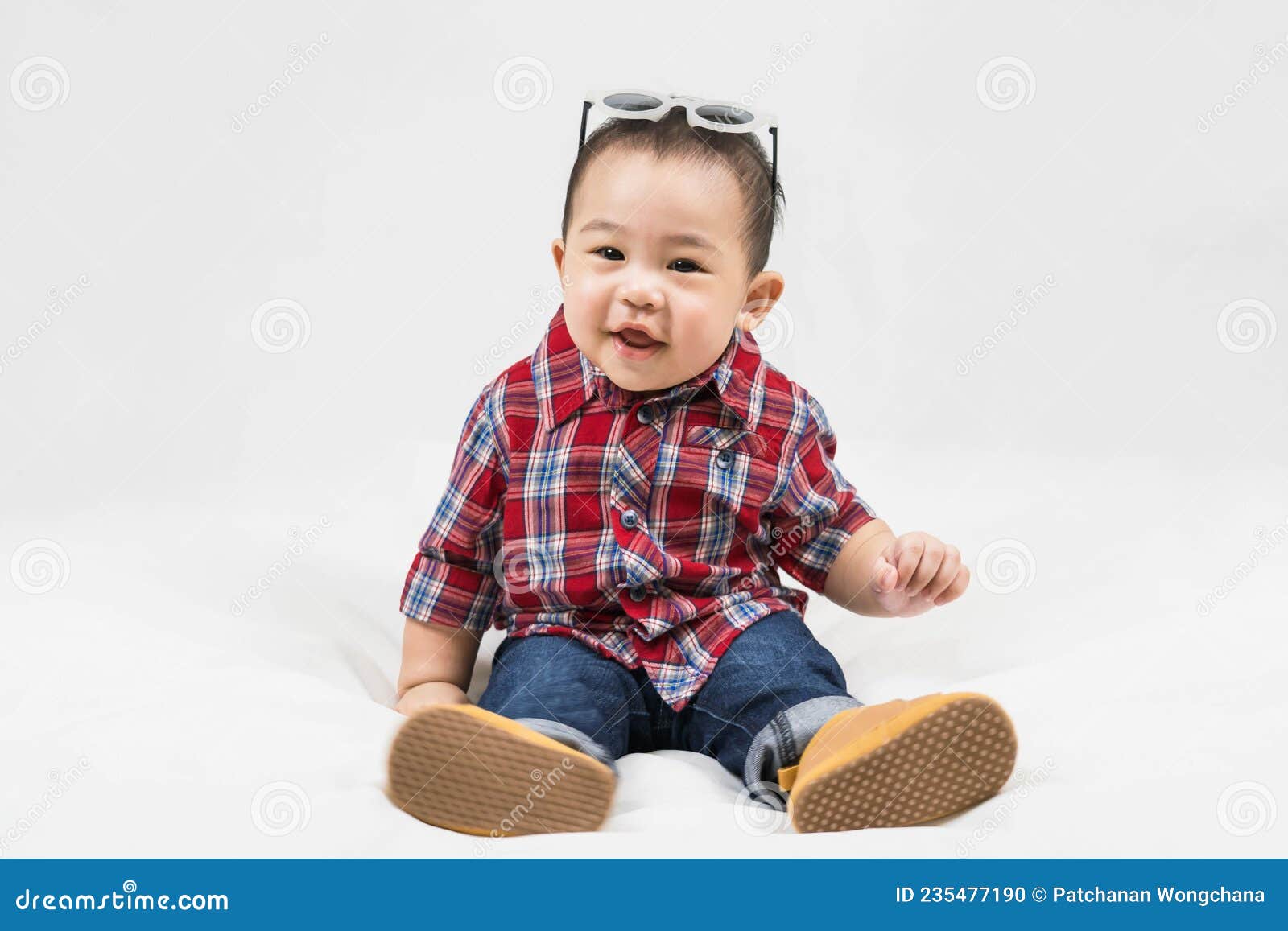Cute 6-7 Months Little Asian Baby Boy in Casual Outfit and Baby ...