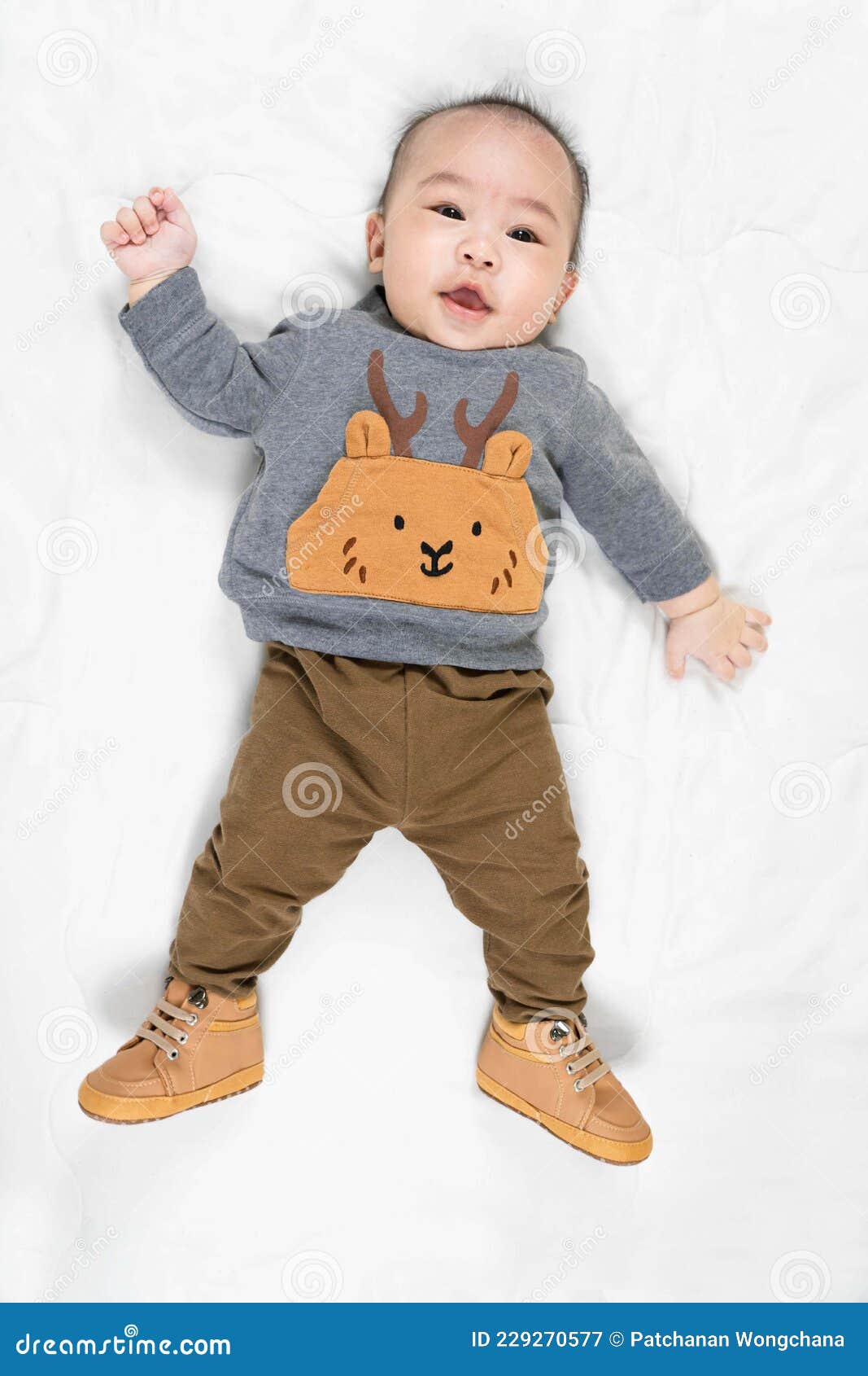 Cute 4 Months Little Asian Baby Boy in Stylish Outfit and Baby ...