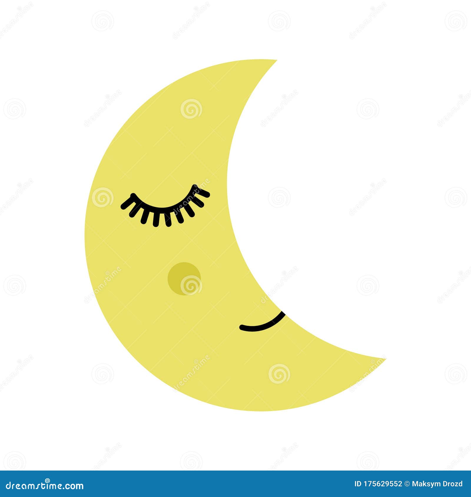 Kawaii Crescent Moon And Cloud Line Art - Desenhos Kawaii Para