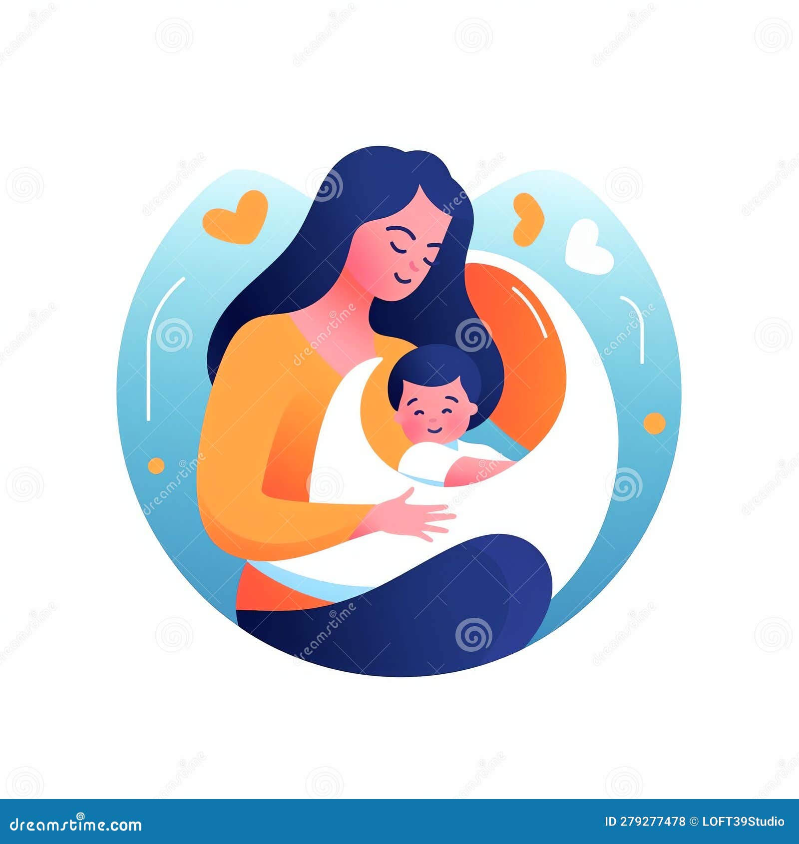 1cute_mother_and_baby stock illustration. Illustration of breast