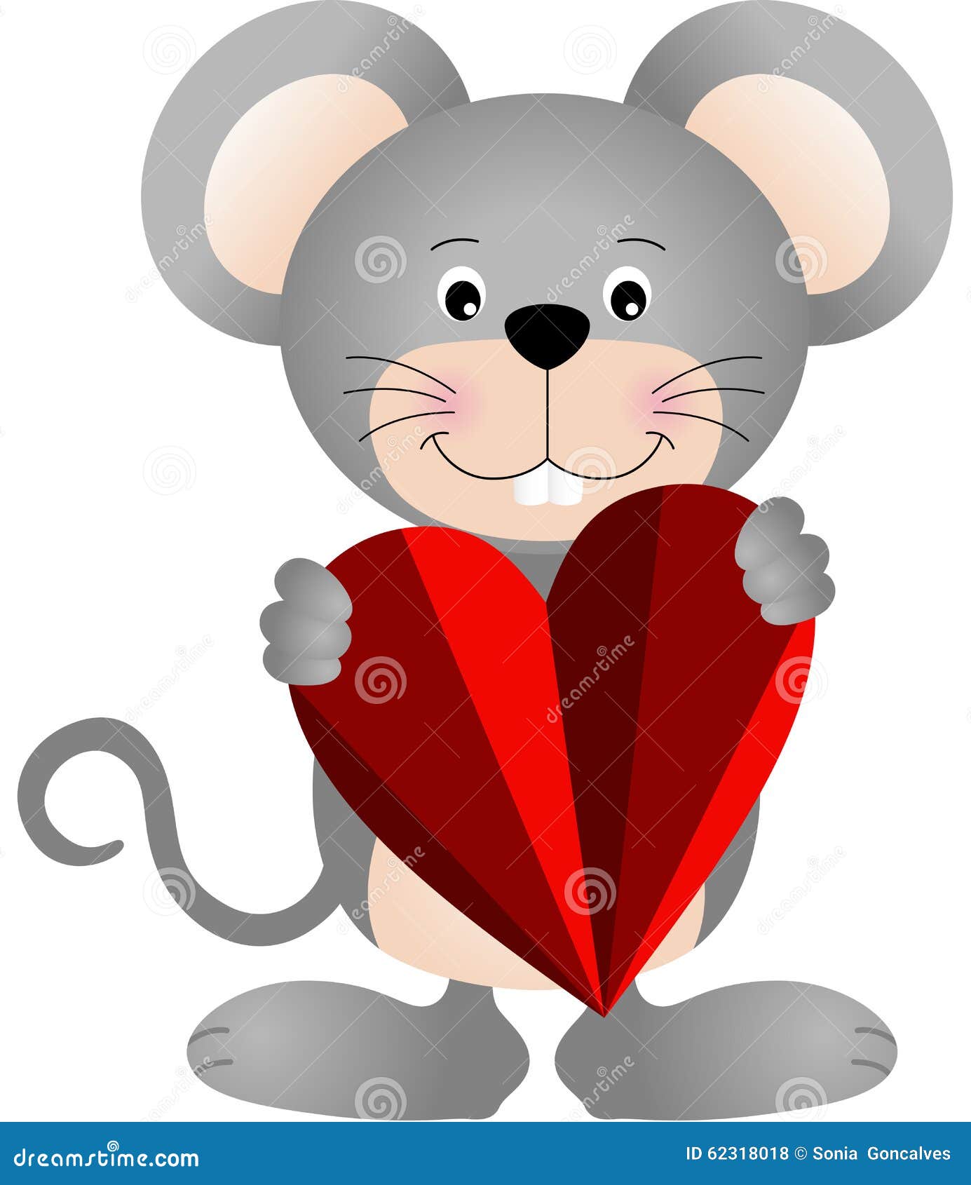 Cute mouse holding a heart stock vector. Illustration of valentine