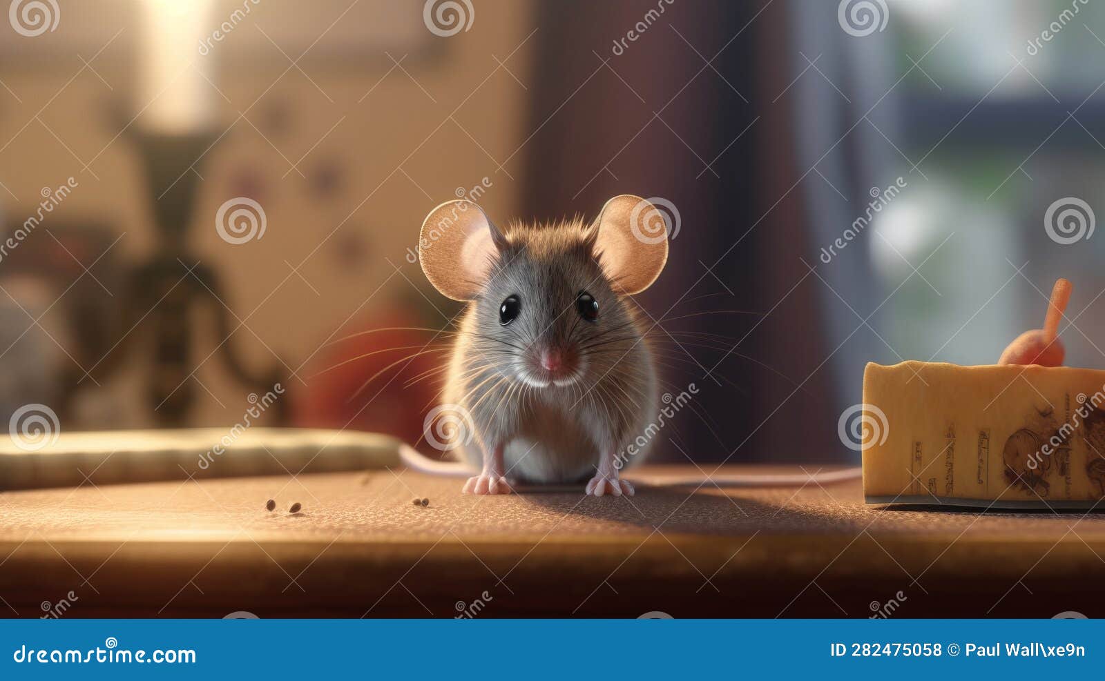Cute Mouse on Living Room Table. Stock Illustration Illustration of