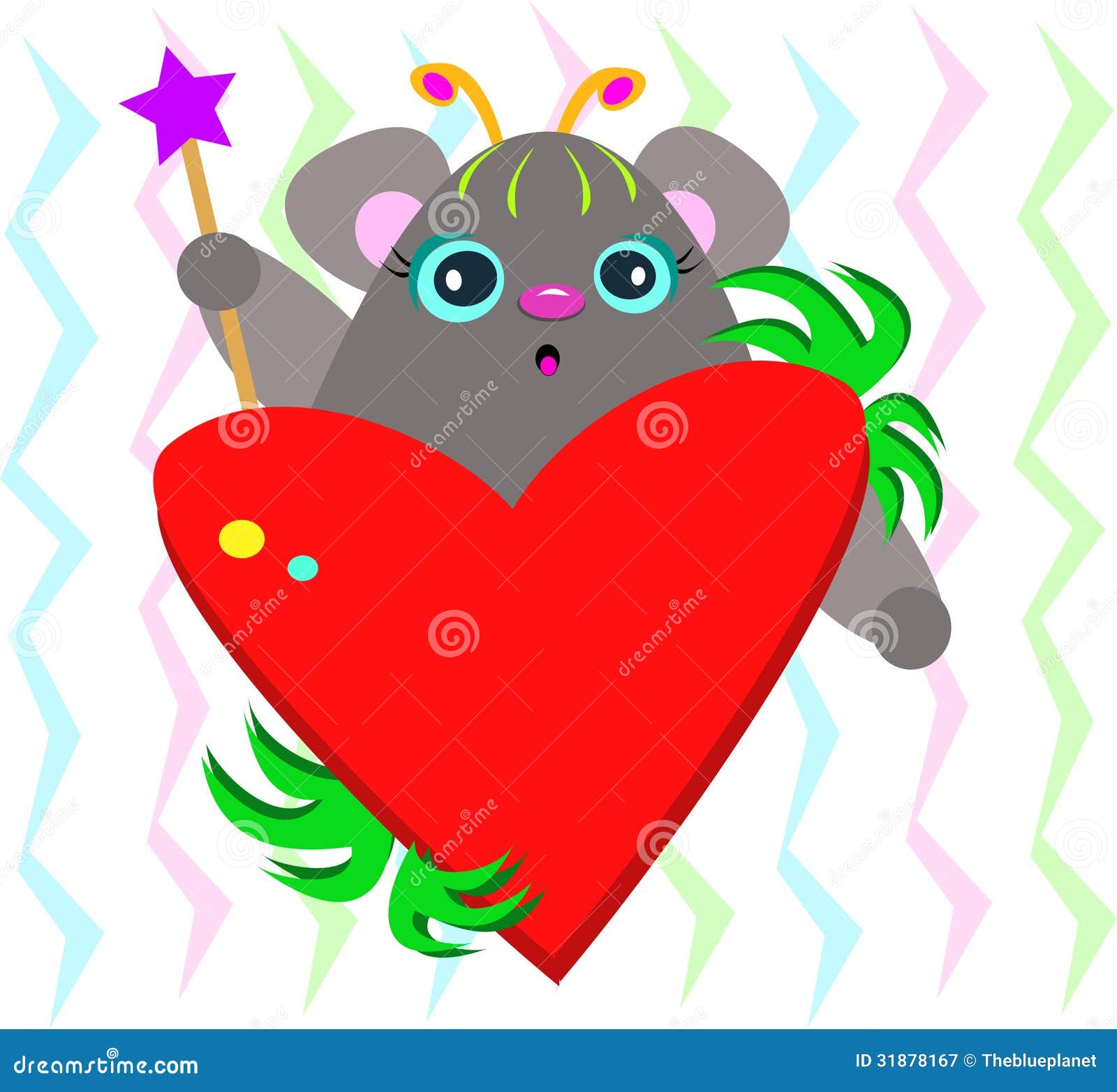 Cute Mouse with Loving Heart Stock Vector Illustration of love, heart