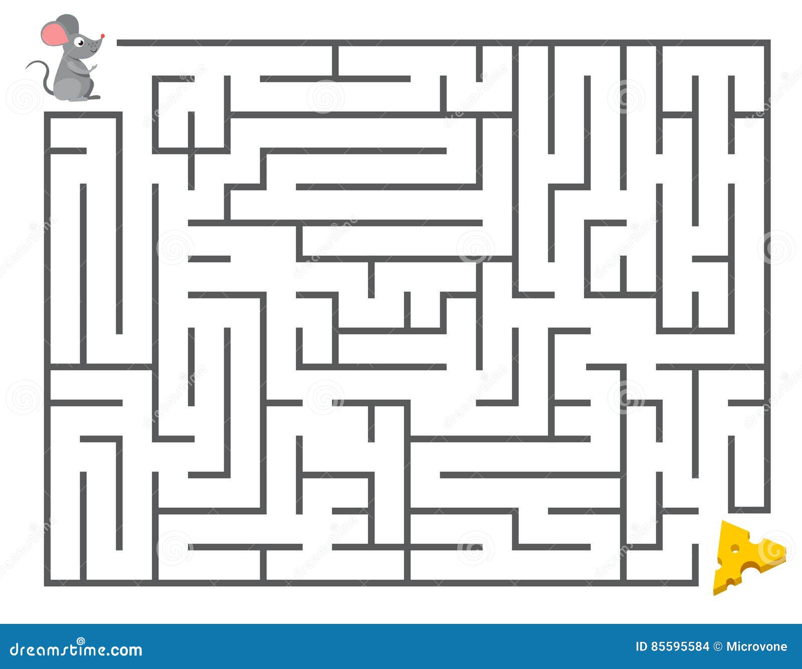 Cute Mouse Searching Cheese Kids Maze Puzzle Labyrinth Vector