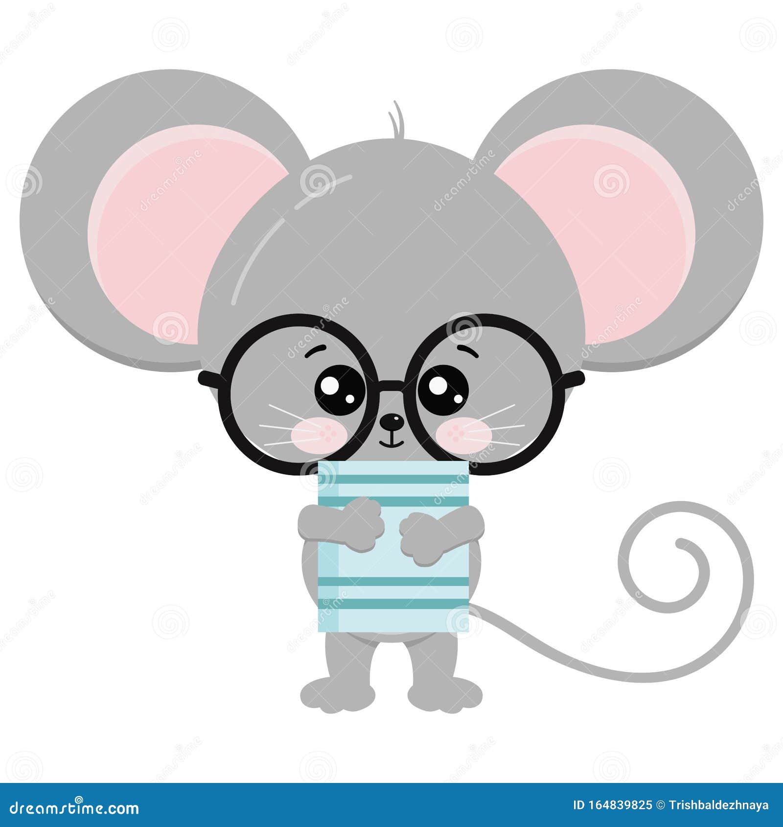 Cute Mouse Stand with Glasses and Book in Paws Vector Icon Illustration.  Stock Vector - Illustration of happy, literature: 164839825