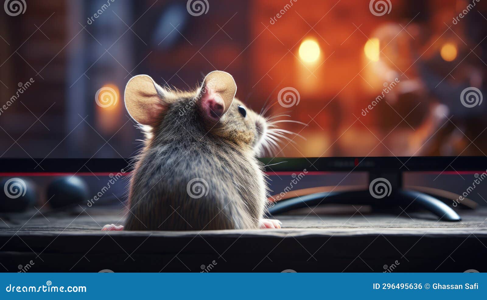 A cute mouse watching TV stock illustration. Illustration of wood 296495636