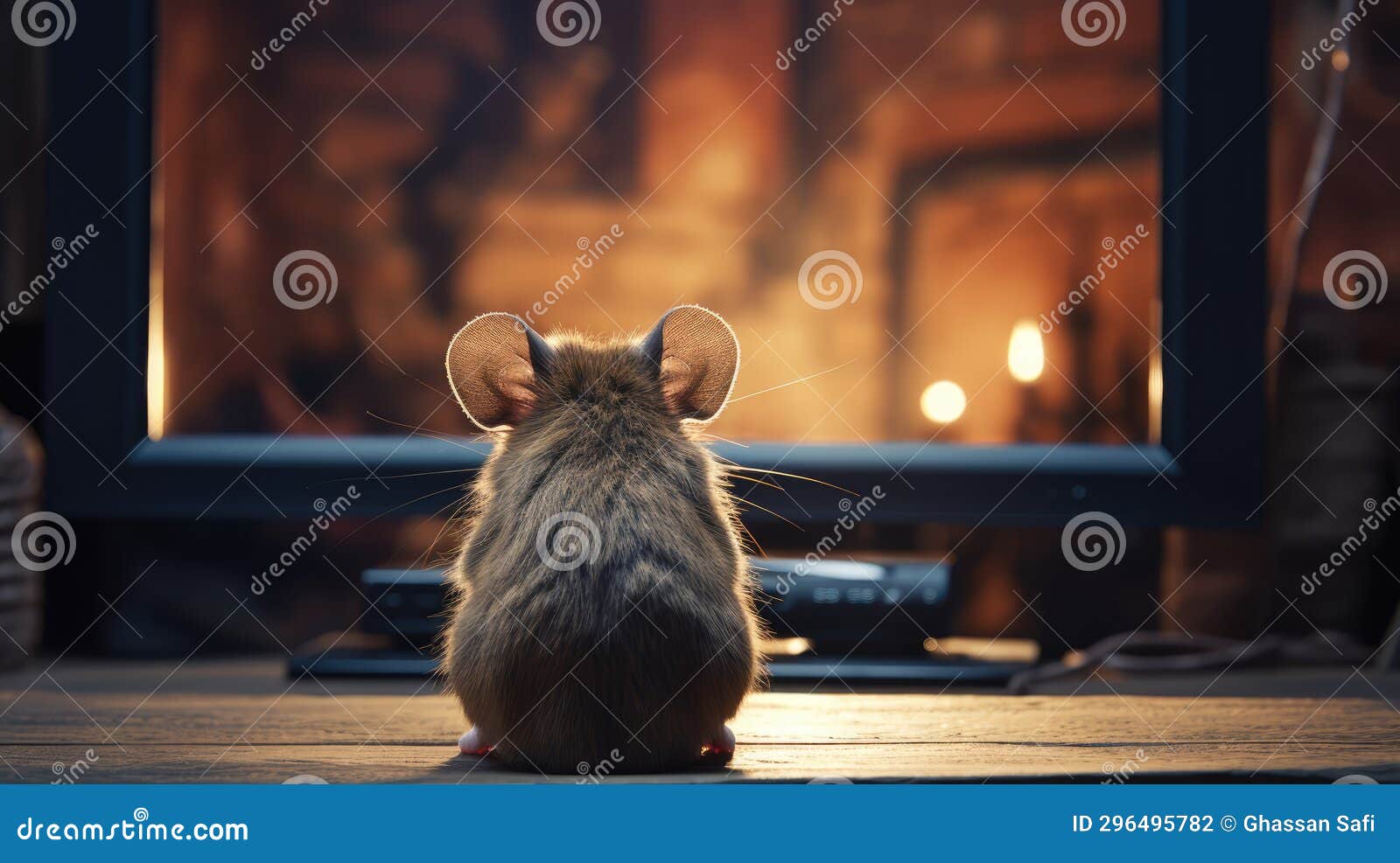 A cute mouse watching TV stock illustration. Illustration of wildlife 296495782