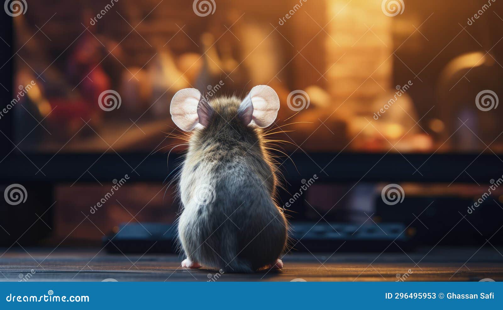 A cute mouse watching TV stock illustration. Illustration of ears 296495953