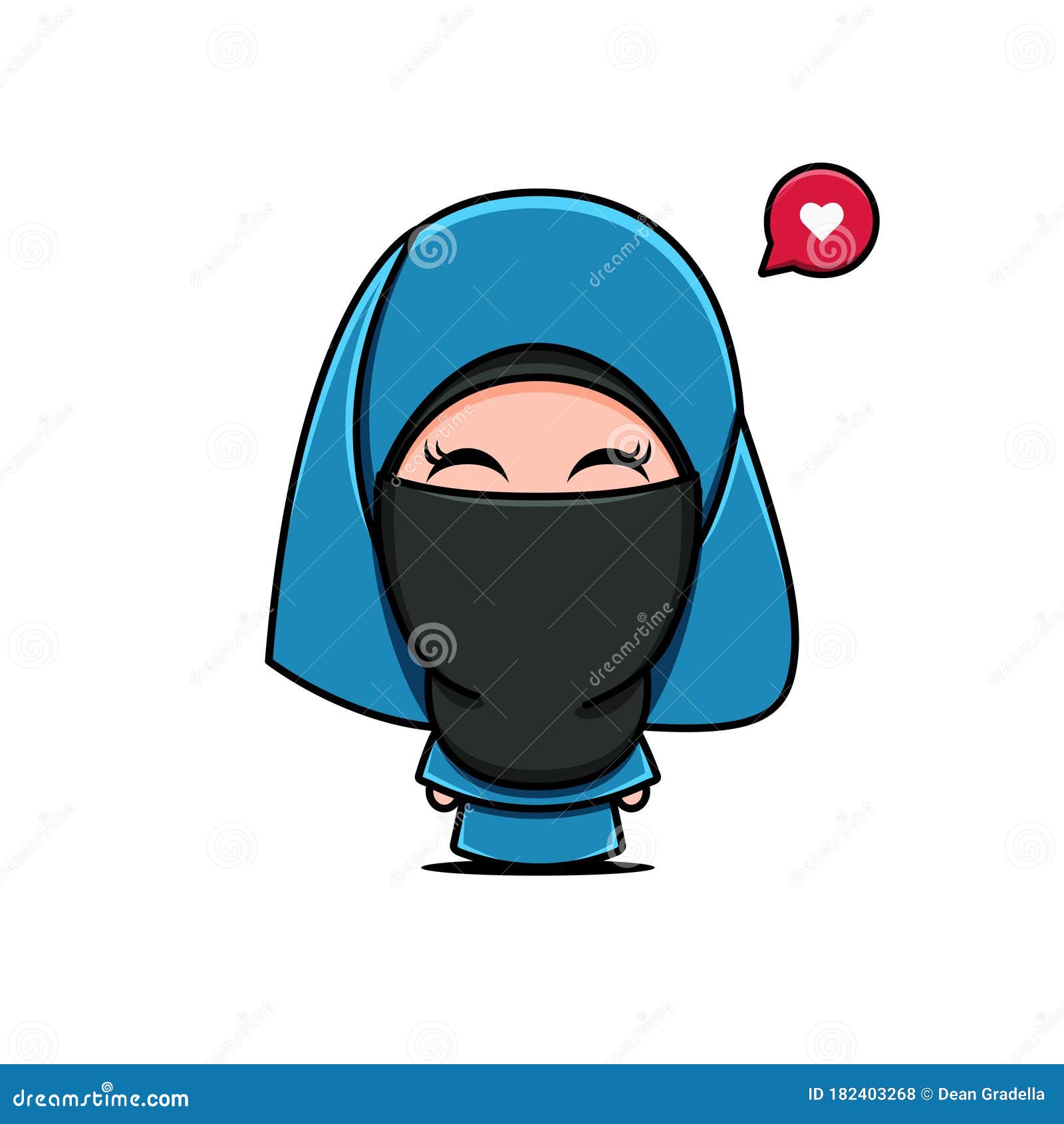 Cute Muslim Girl Character Wearing Blue Niqab Stock Vector - Illustration  of abstract, business: 182403268