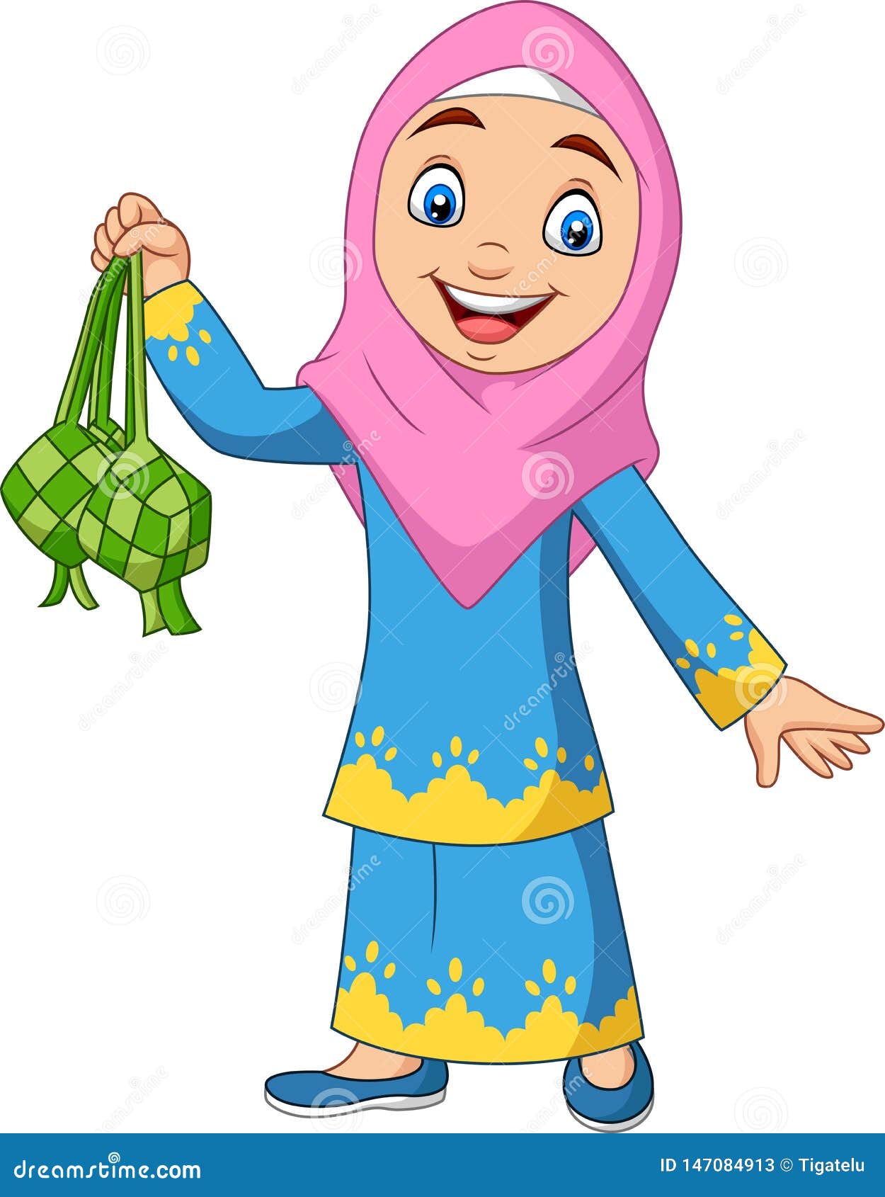 A Cute Muslim Girl Cartoon Illustration | CartoonDealer.com #84719554