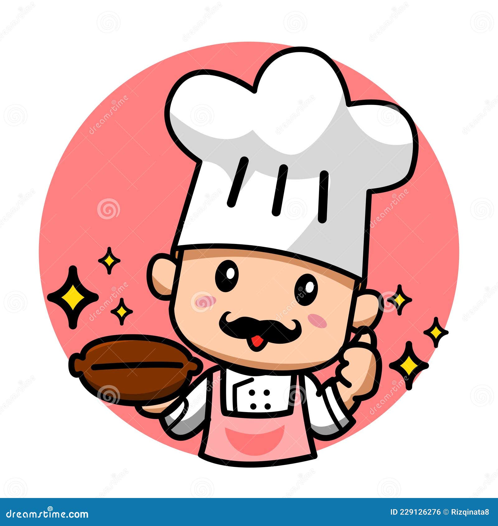 Adorable Italian Bakery Chef Cartoon Illustration and Mascot. Stock Vector  - Illustration of food, people: 229126276