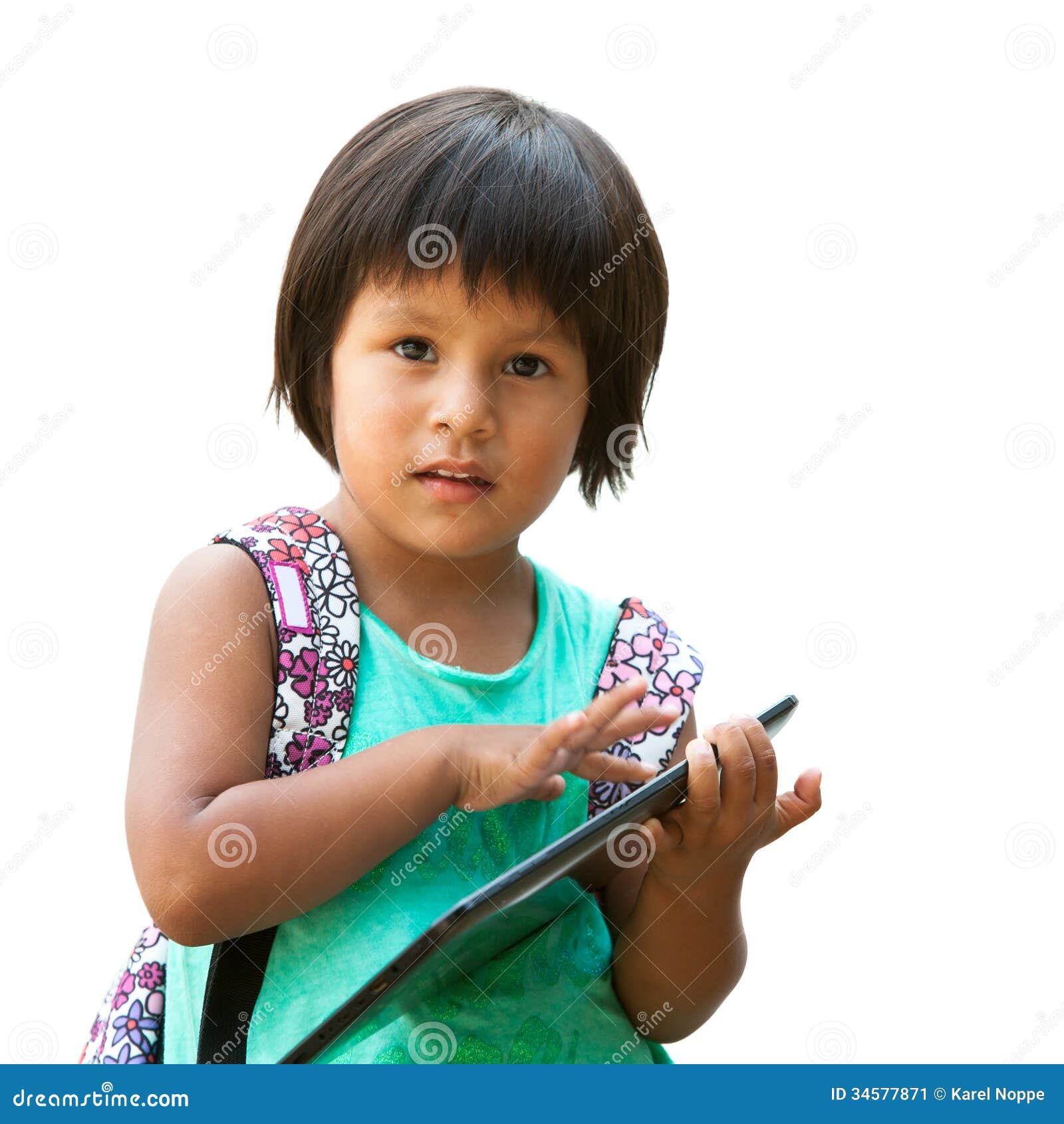 Cute Native American Girl With Tablet Stock Image Image