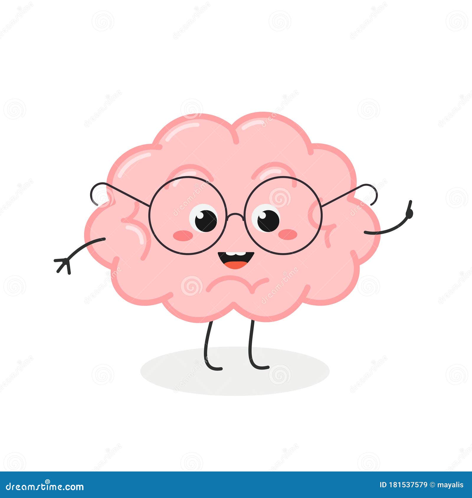 Cute Nerd Brain Cartoon Character in Glasses Stock Vector - Illustration of  comic, hand: 181537579