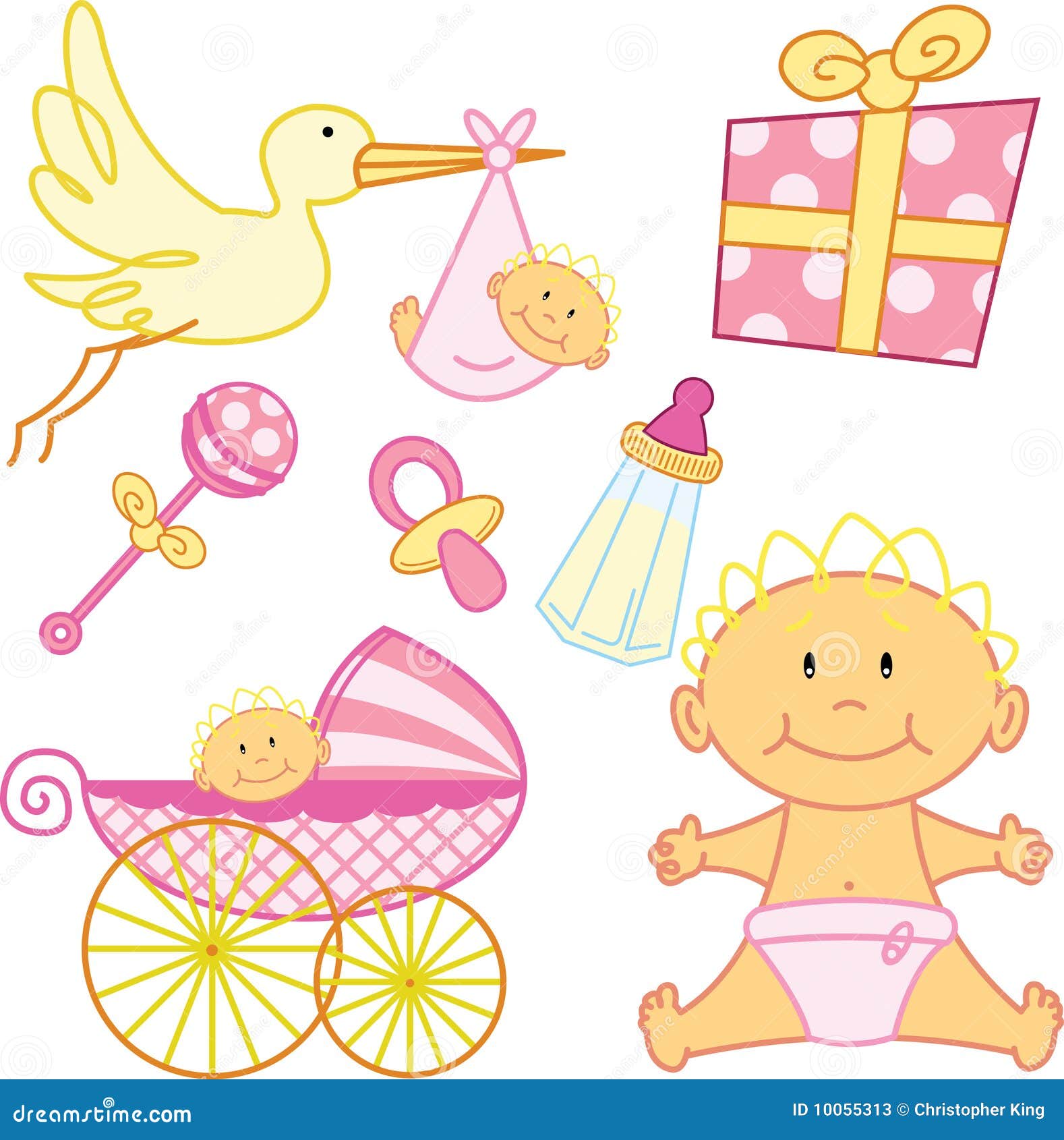 Cute New Born Baby Girl Graphic Elements. Stock Photos Image 10055313