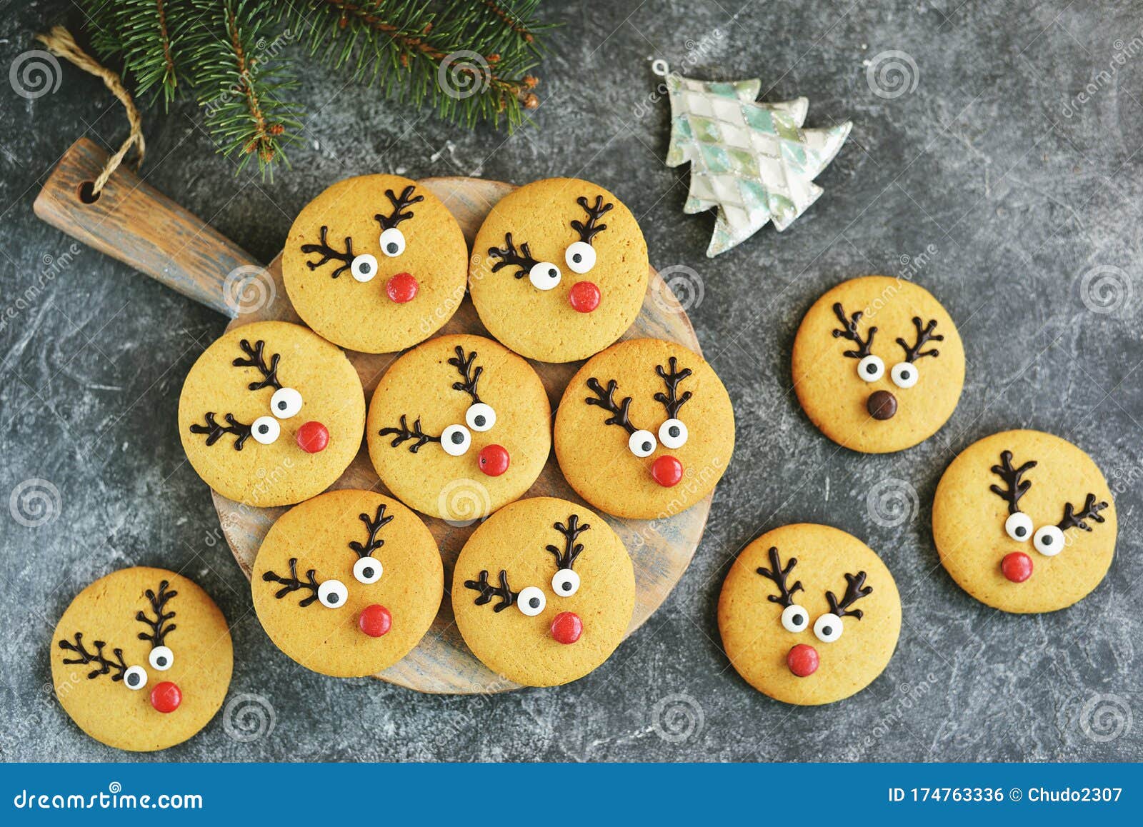 Cute New Year And Christmas Gingerbreads Santa Deer Homemade Christmas Baking Christmas Cookies Stock Photo Image Of Root Cookie 174763336