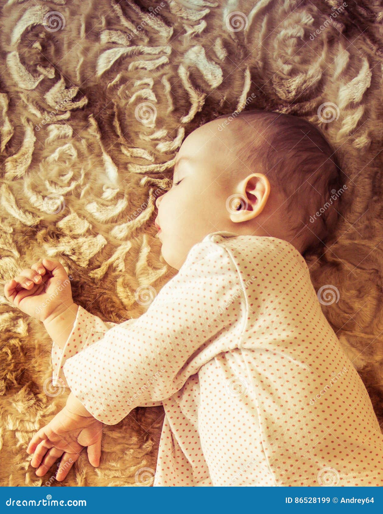 Cute Newborn Baby Sleeping on the Bed Stock Image Image of caucasian