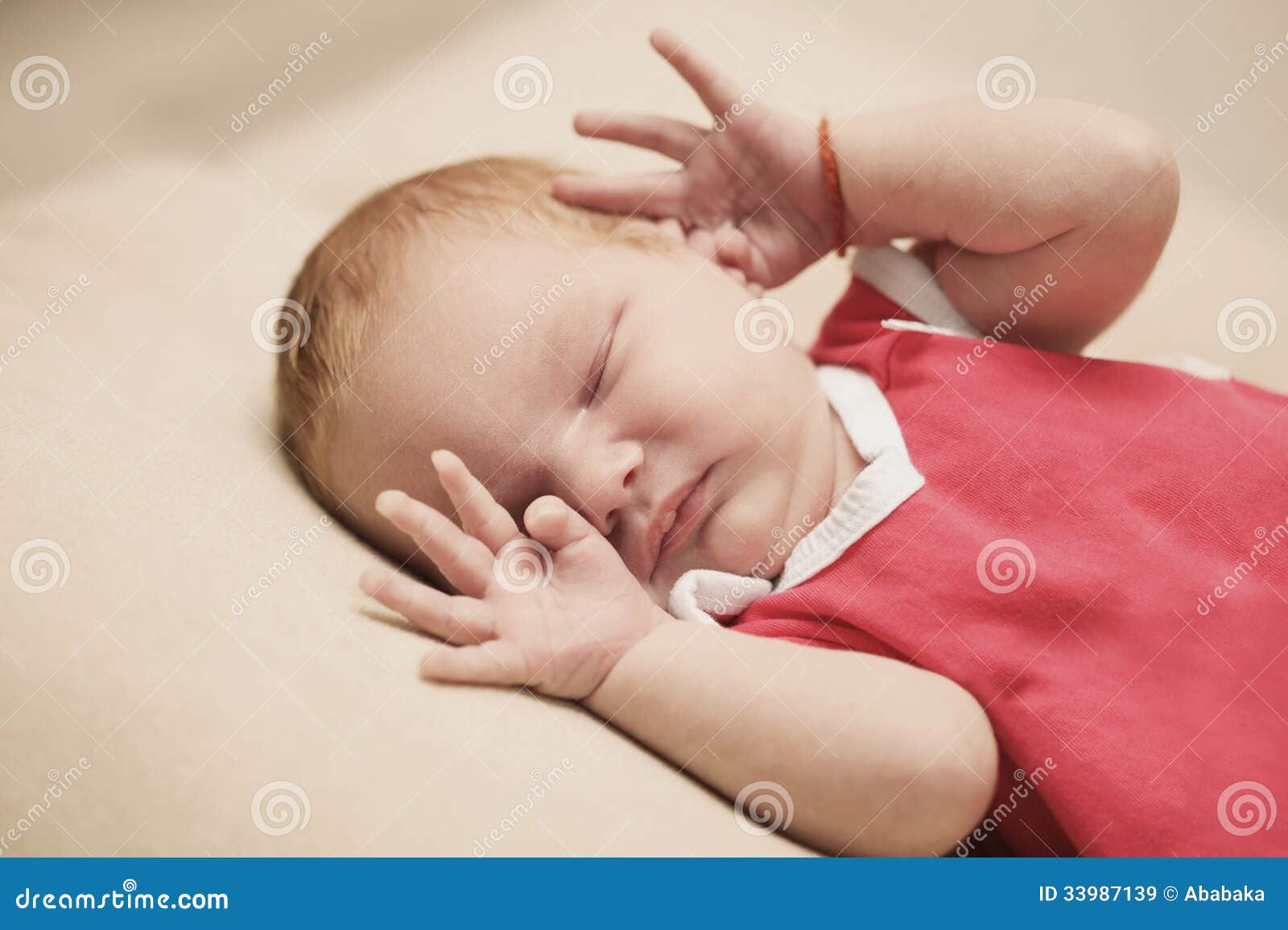 Cute newborn baby sleeping stock image. Image of brown 33987139