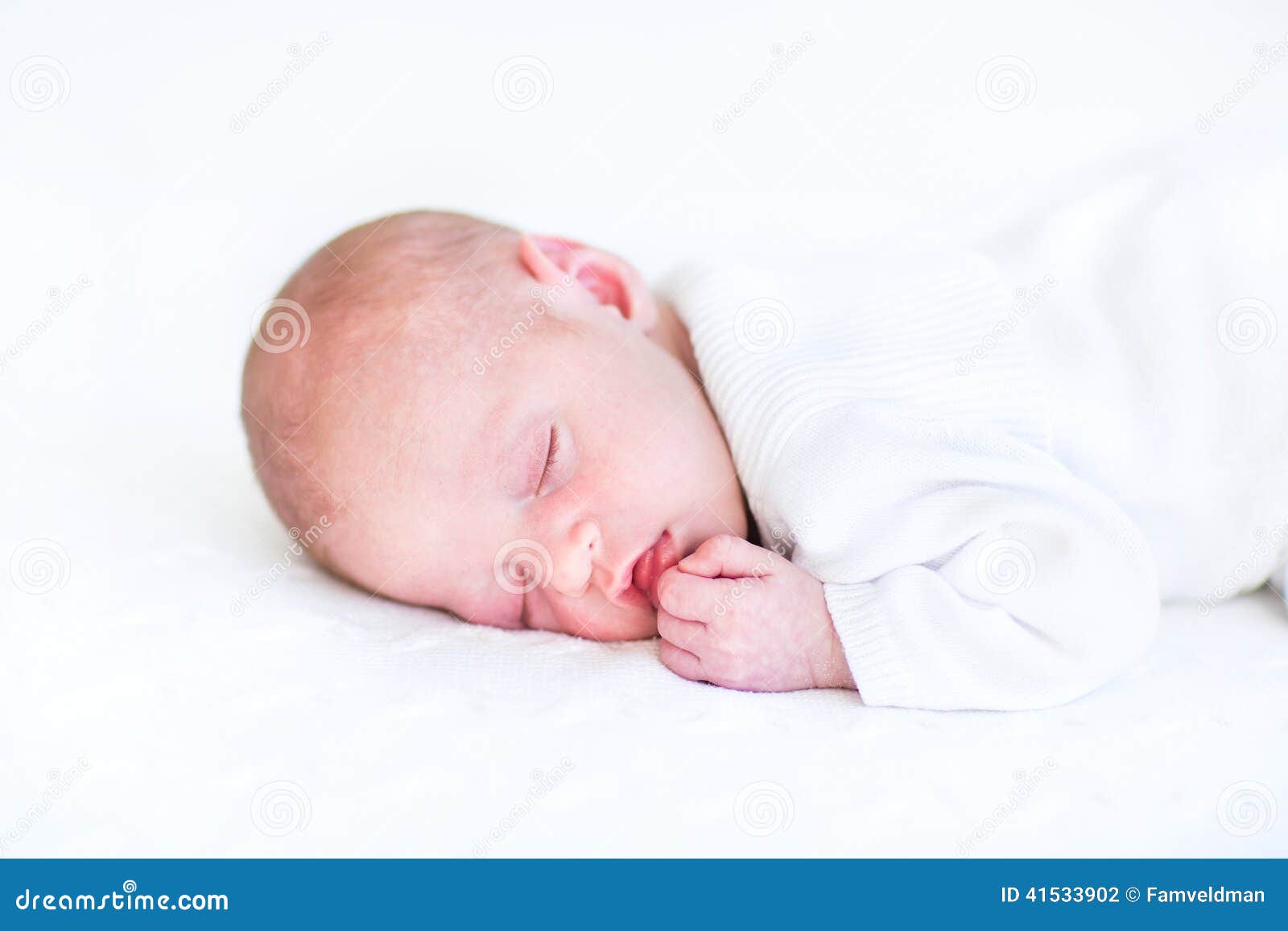 Cute Newborn Baby Sleeping on Knitted Blanket Stock Photo Image of