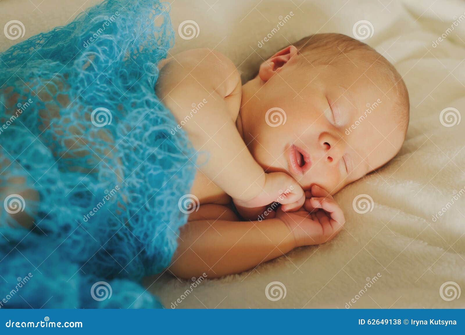 Cute Newborn Baby is Sleeping on Light Backgraund. Stock Photo Image of healthy, dream 62649138