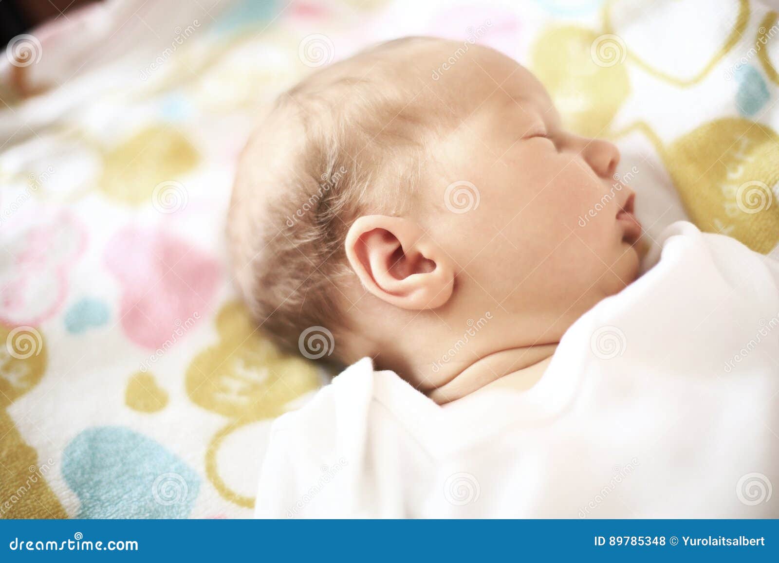 Cute Newborn Baby Sleeping Peacefully in a Cot Stock Photo Image of