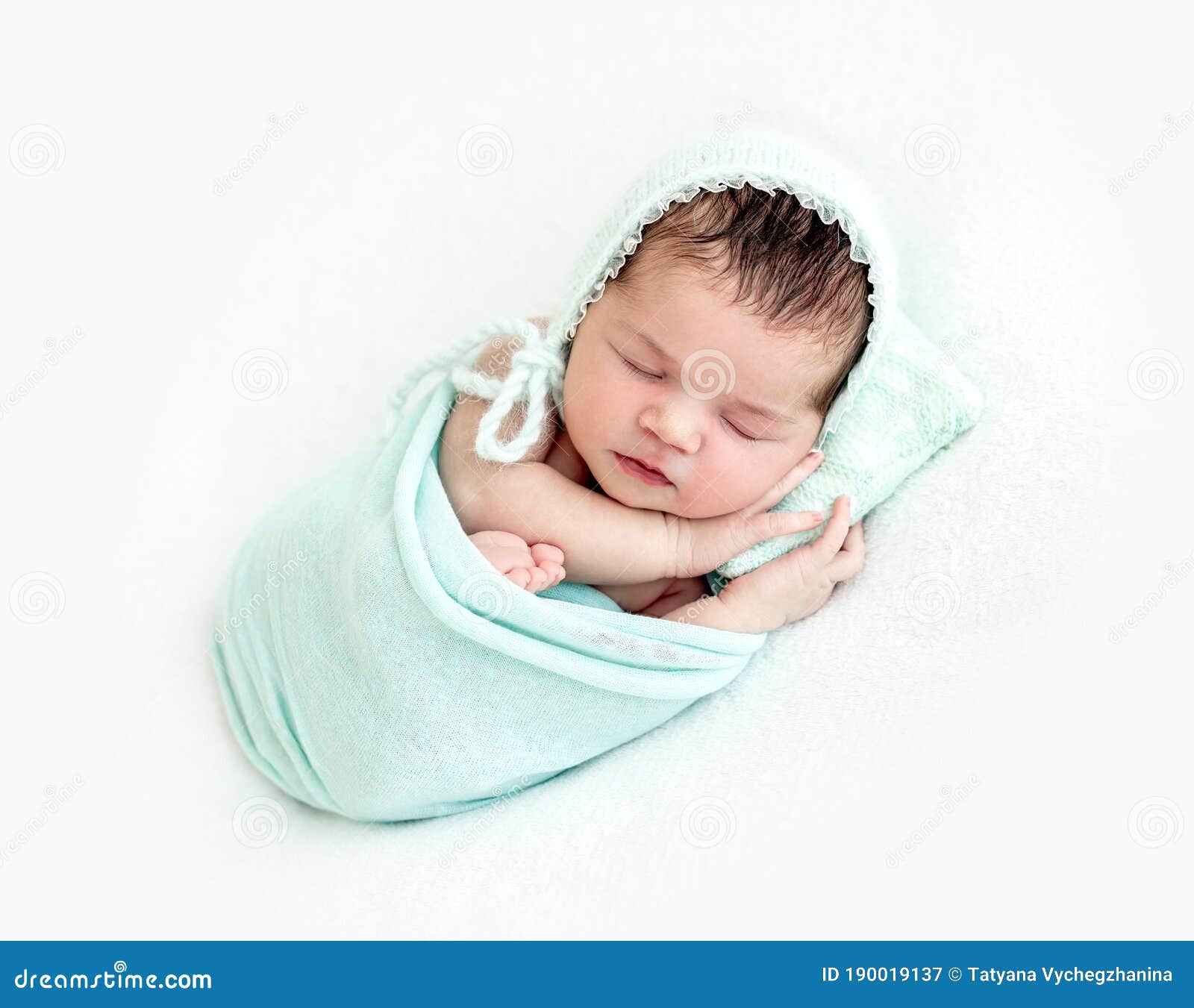 Cute Newborn Sleeping on Tiny Pillow Stock Image Image of newborn