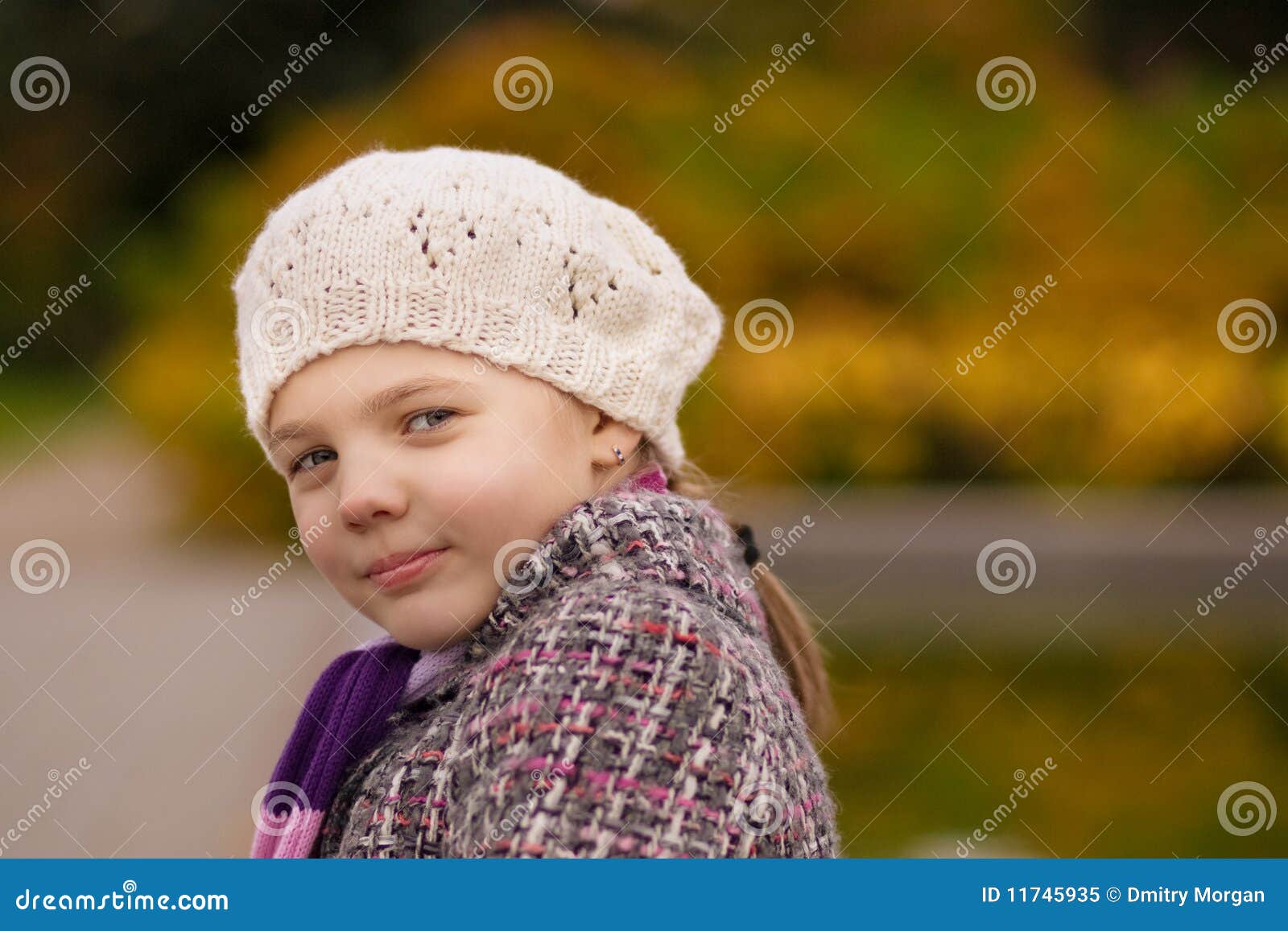 Cute Nice Girl in White Beret Smiling Stock Image Image of pretty