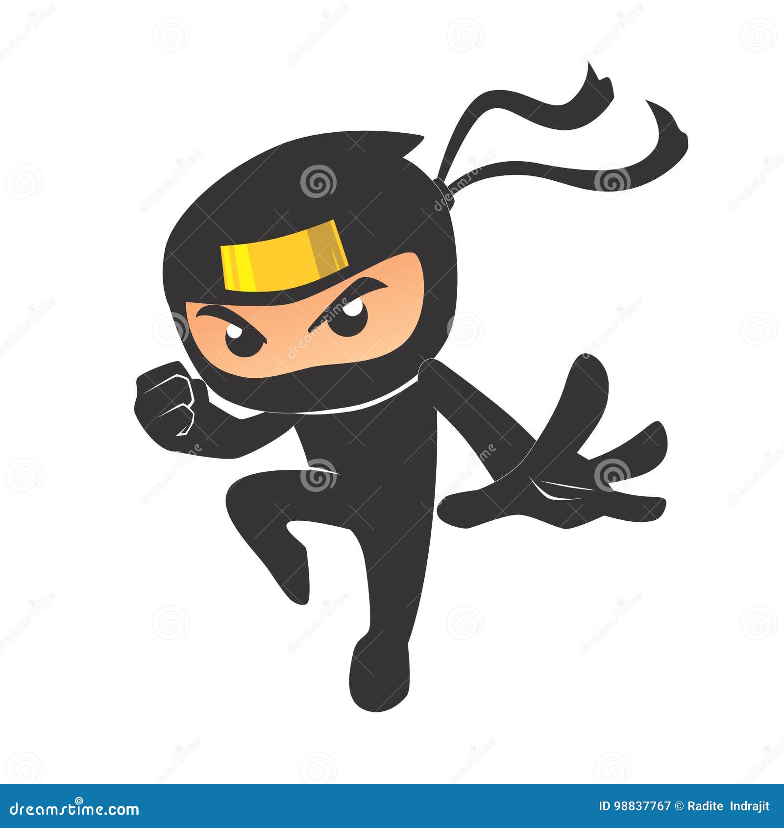 Cute Ninja With Shuriken Isolated On White Background Vector ...