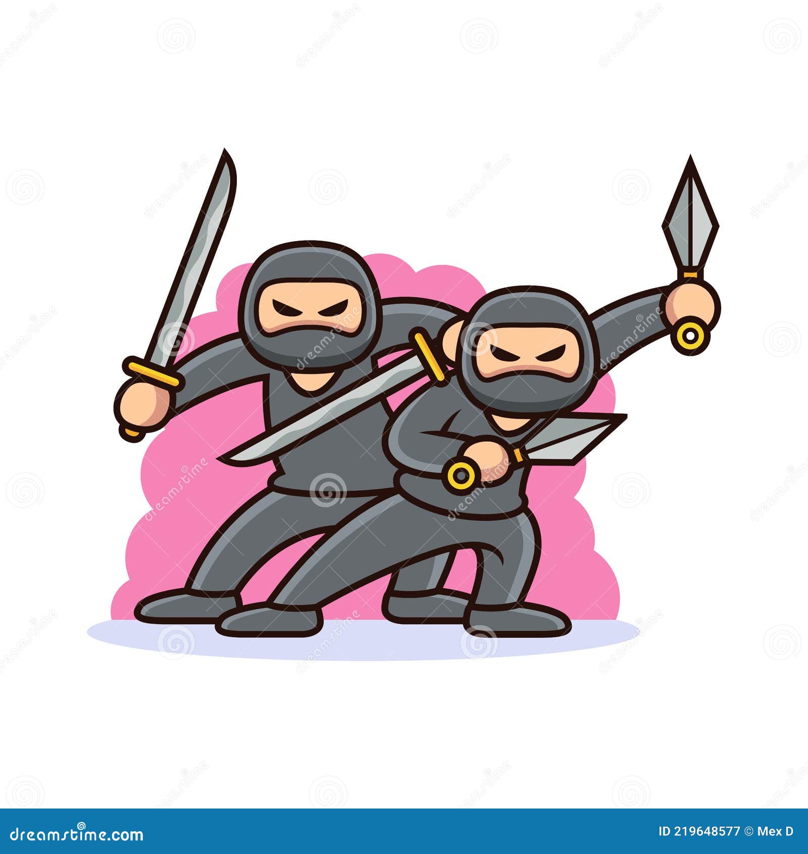 Premium Vector  Cartoon ninja posing and holding a sword