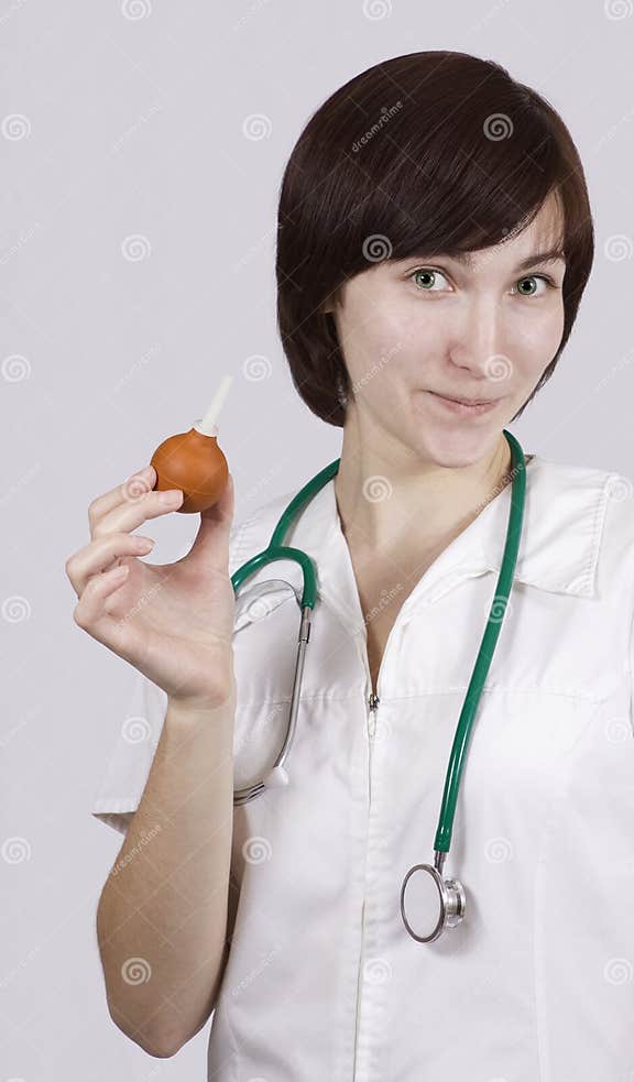 Cute Nurse With Enema Stock Image Image Of Female Stethoscope 12917679
