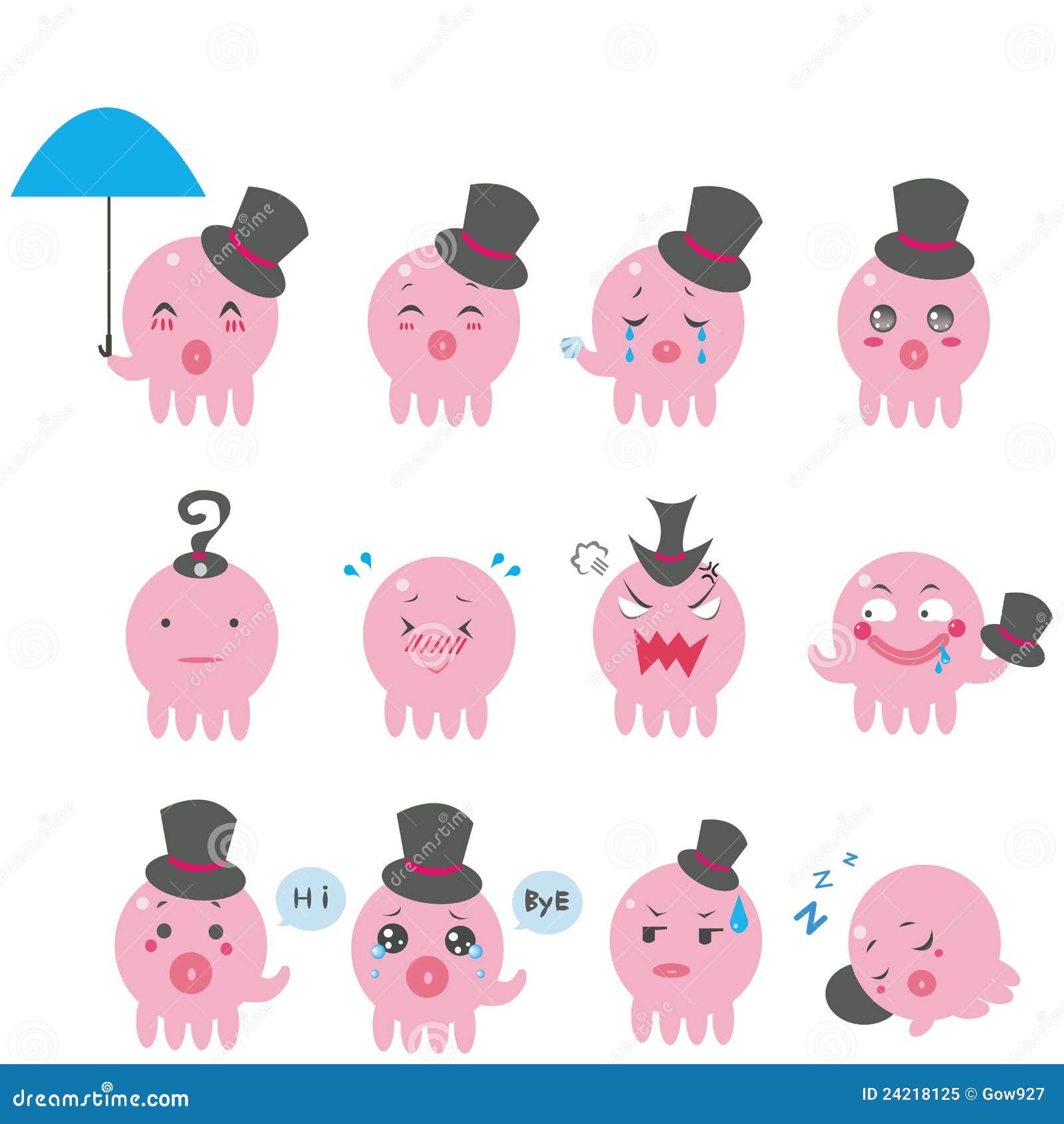 Cute Octopus Emotional Icons Royalty Free Stock Photo - Image: 24218125