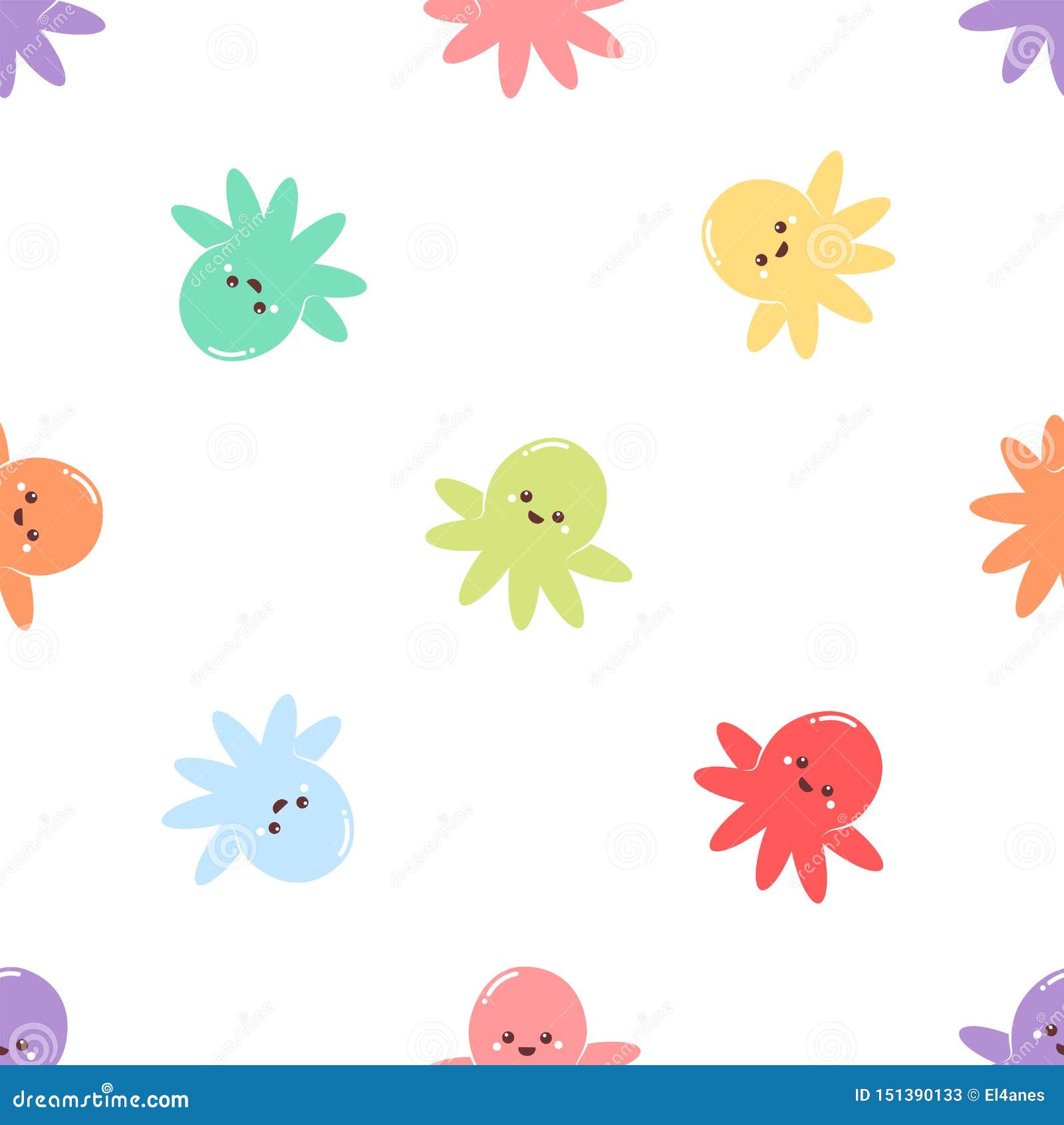 Cute octopus pattern stock vector. Illustration of wallpaper ...