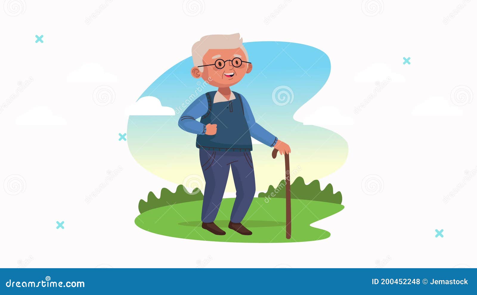 Frons as Tandheelkundig Cute Old Man Walking in the Camp Animation Character Stock Footage - Video  of happy, character: 200452248